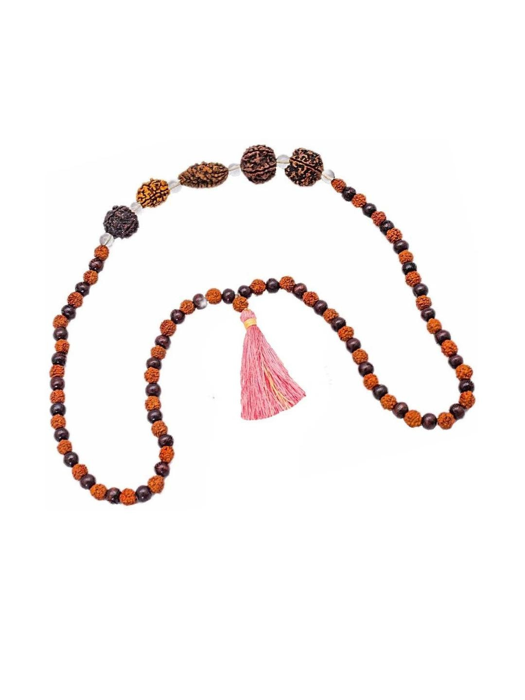 Divine souvenirs Unisex Sandalwood Rudraksh Sphatik Chain