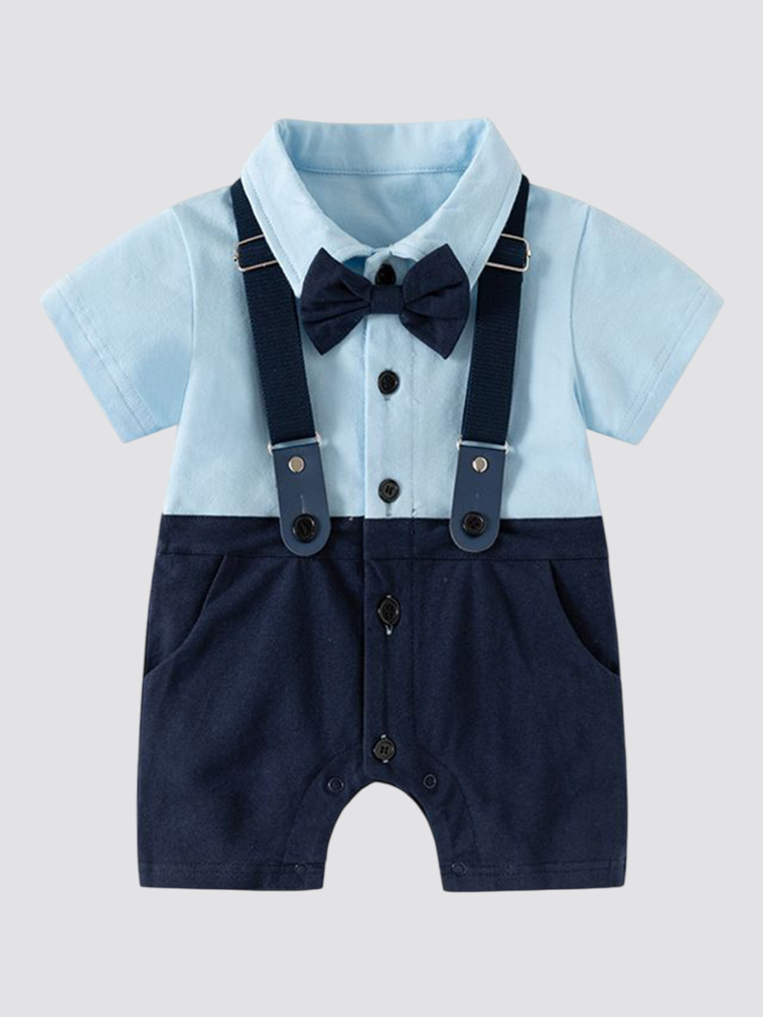 StyleCast x Revolte Infant Boys Color-Blocked Cotton Rompers