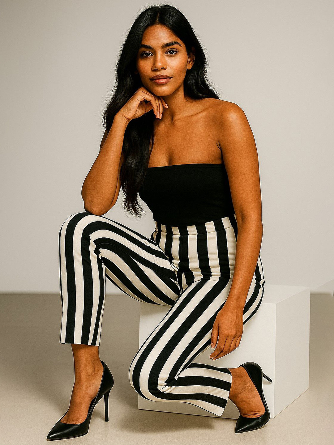 The Roadster Lifestyle Co Women Solid Ribbed Sleeveless Cropped Tube Top