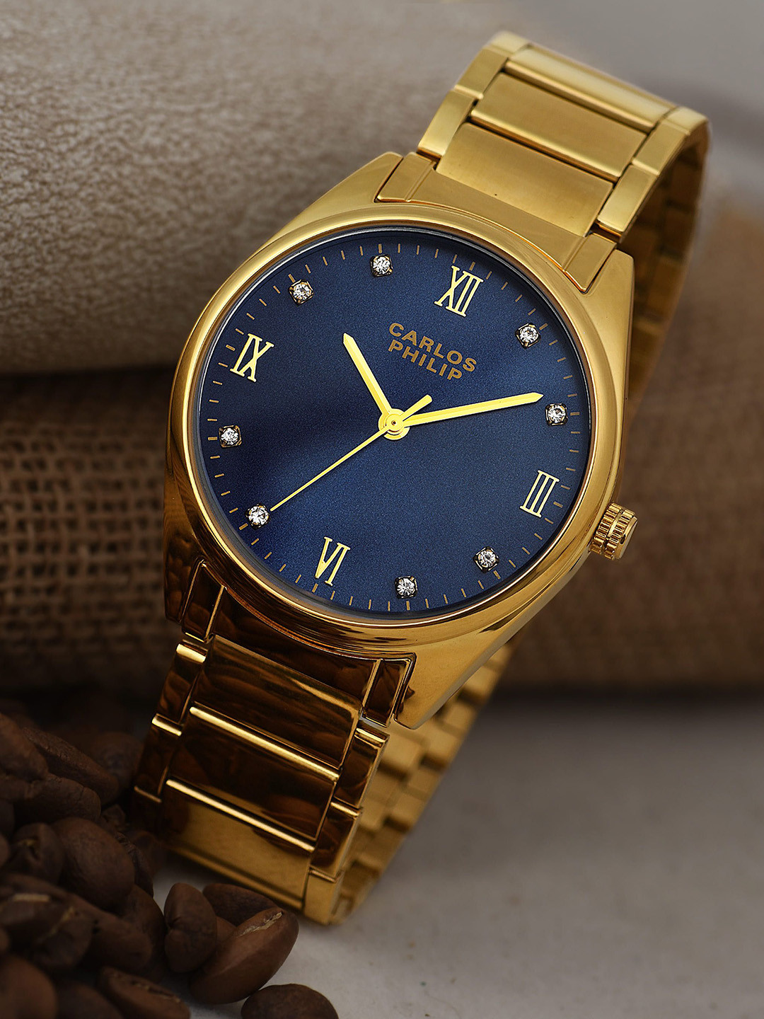 CARLOS PHILIP Men Embellished Dial Bracelet Style Analogue Watch Romaluxe RSG 13 BLUE