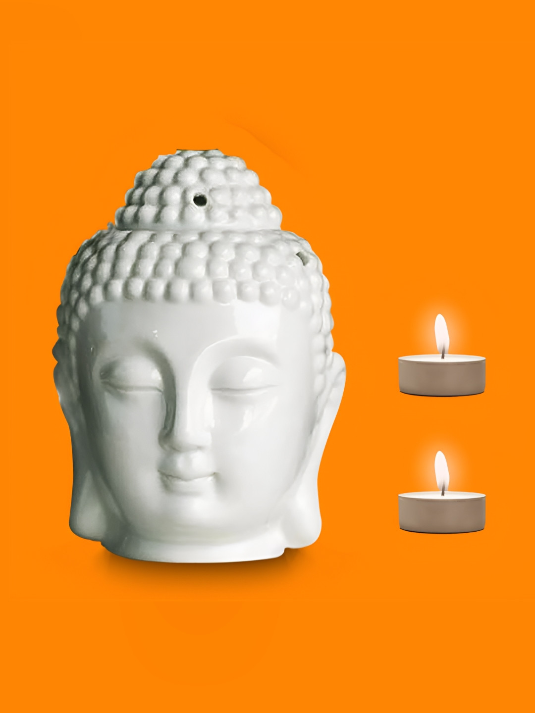 PEEPALCOMM White Scented Buddha & T-Light Candles Aroma Oil Diffuser - 10ml