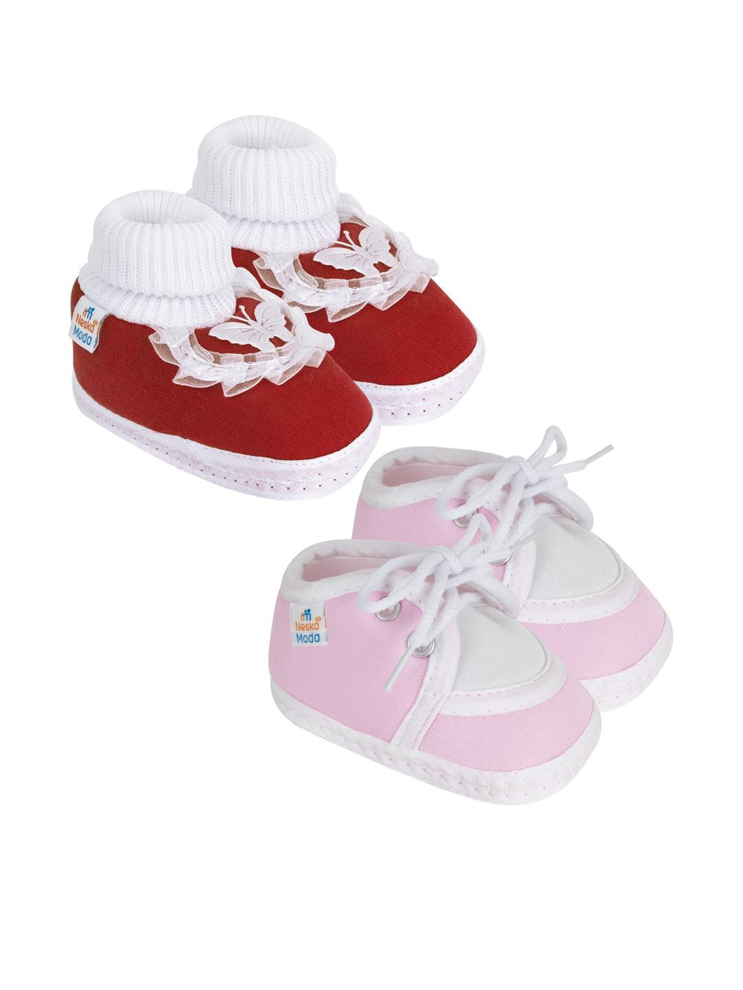 NESKA MODA Maroon Cotton Booties