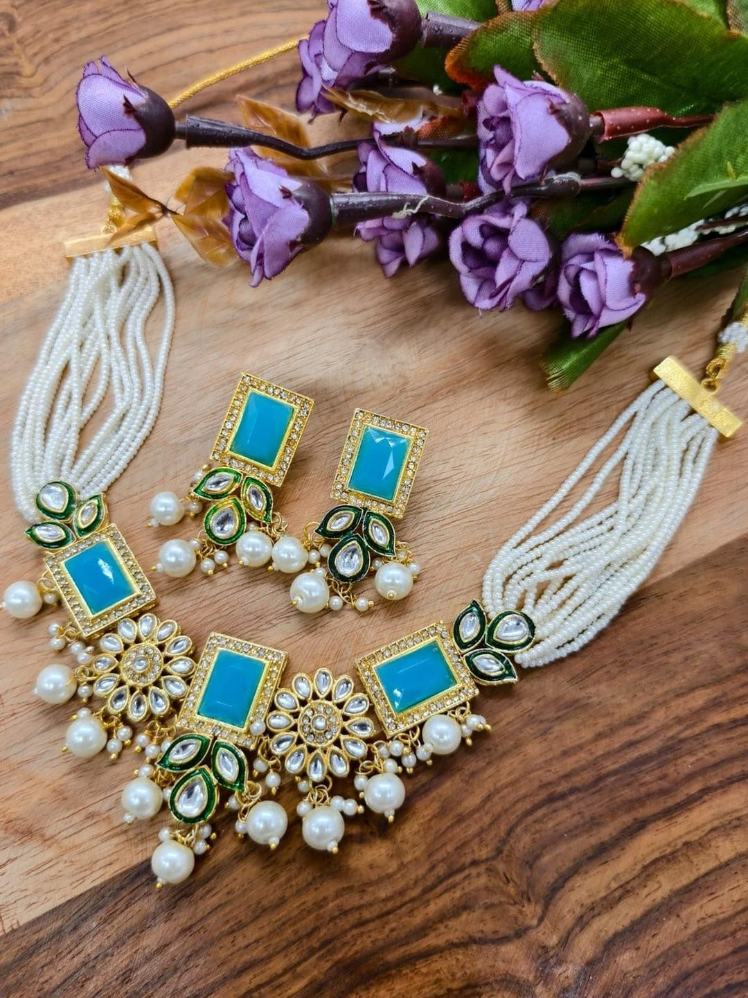 eeooaa Gold-Plated Brass Jewellery Set