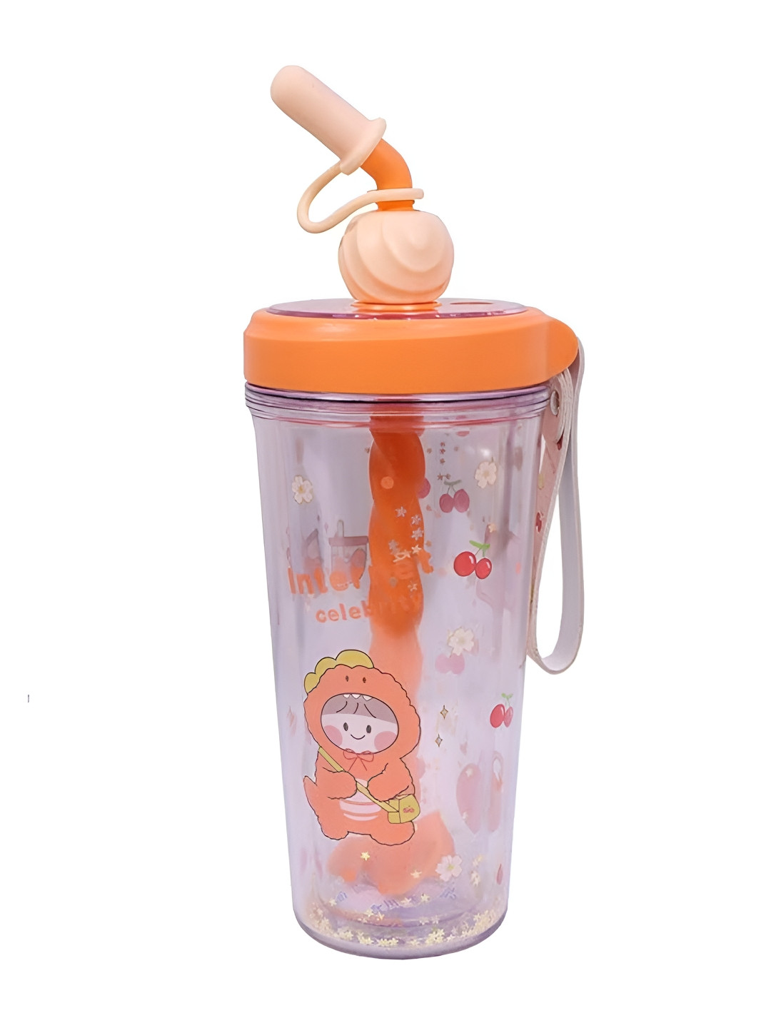 YK Orange Printed Water Bottle- 400ML