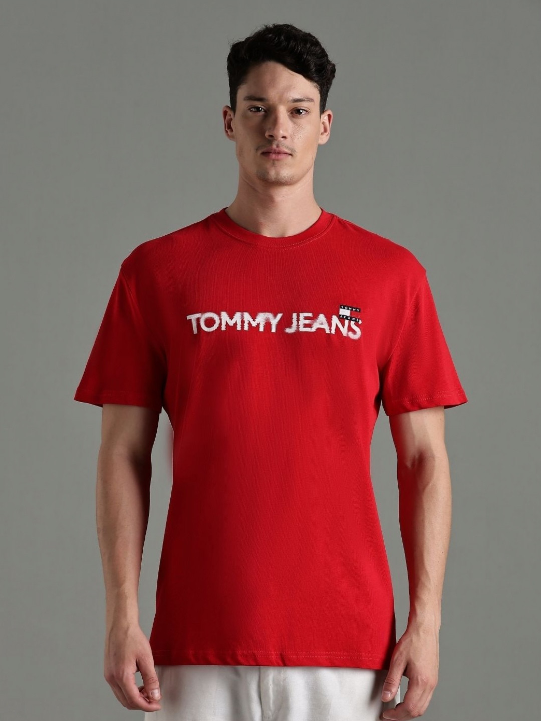 Tommy Hilfiger Europe Brand Logo Typography Printed Round Neck Casual T-shirt