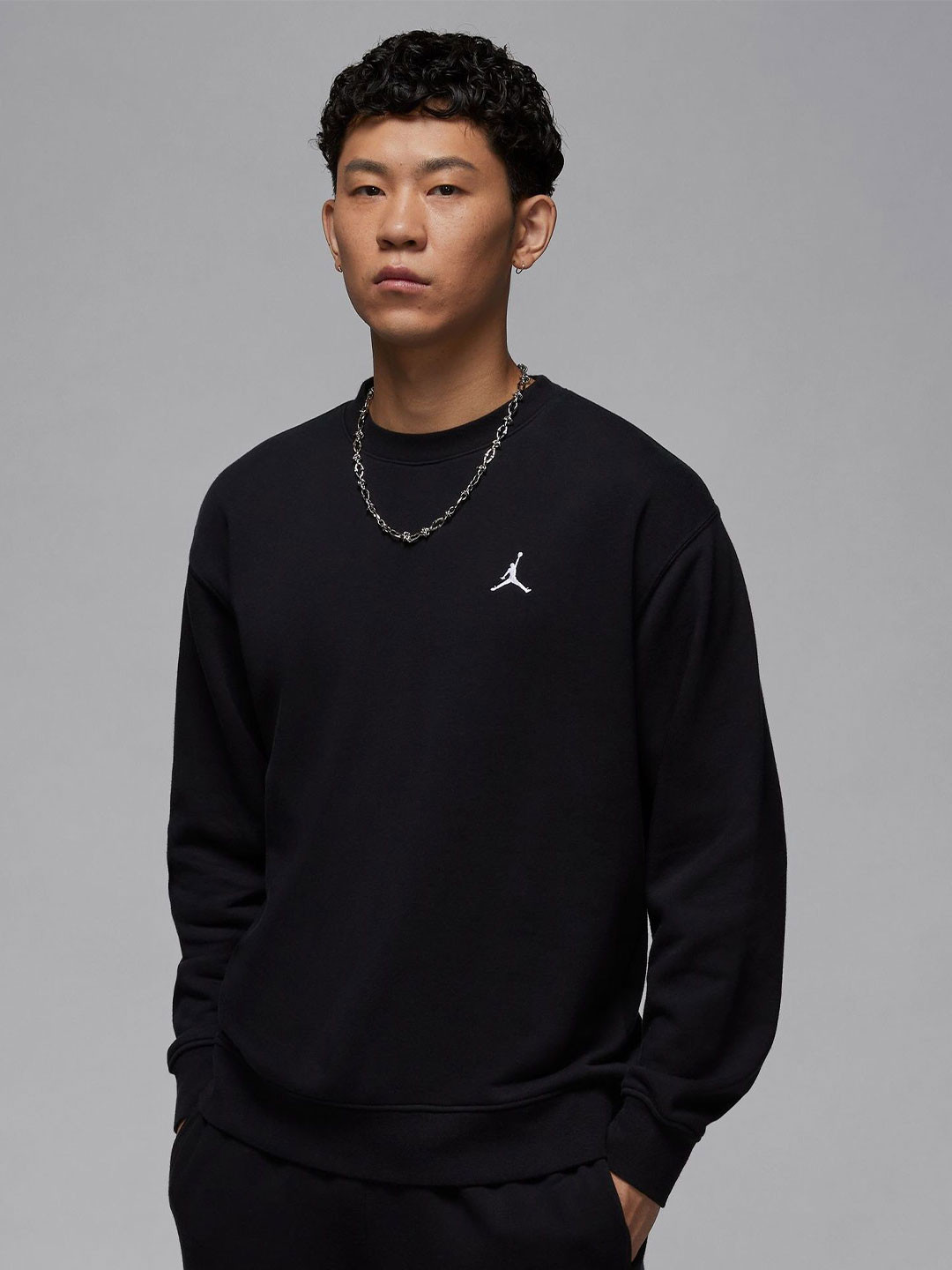 Nike Jordan Brooklyn Men Solid Round Neck Sweatshirt