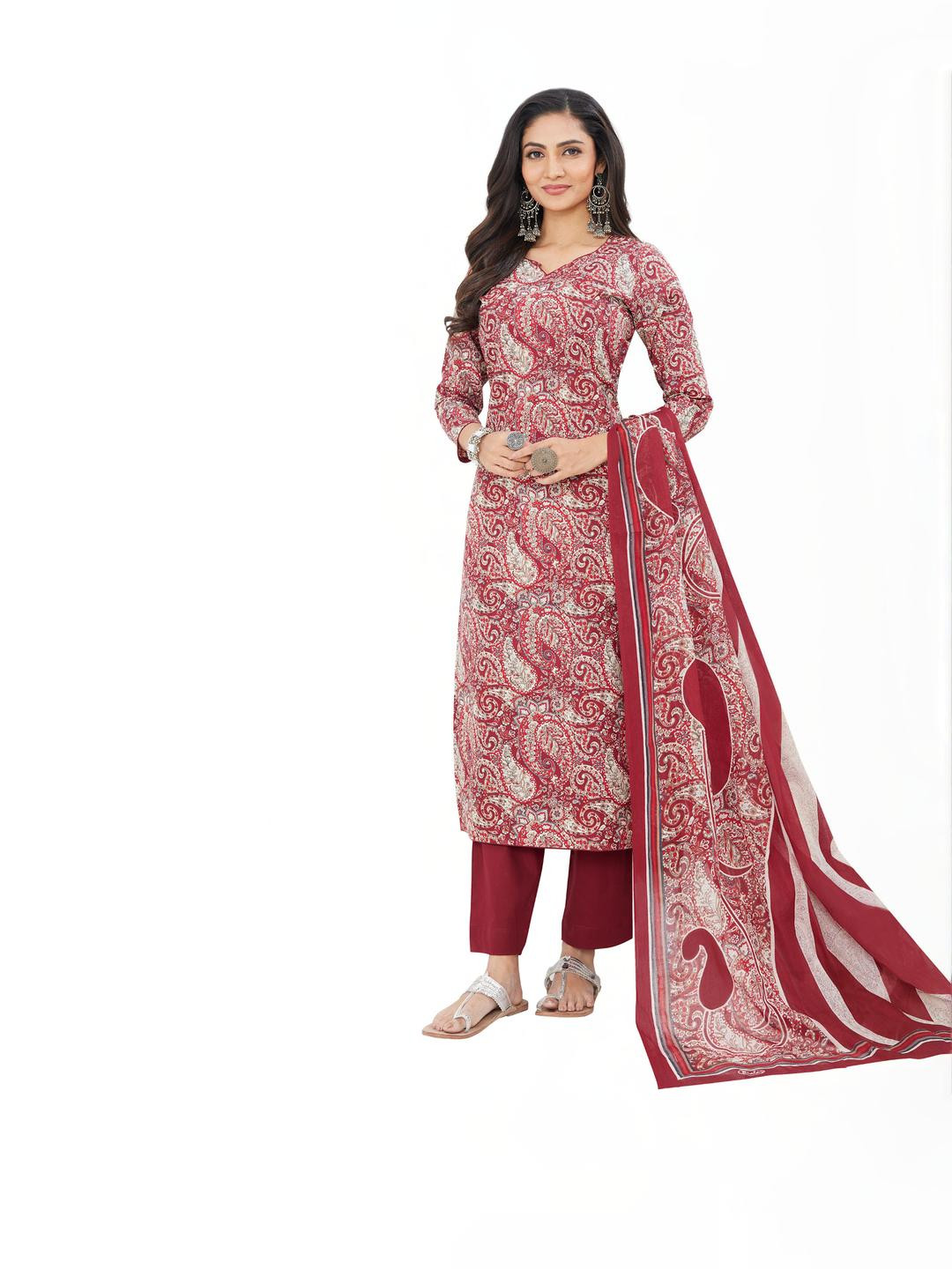 SAARAH Maroon Pure Cotton Kurta Sets