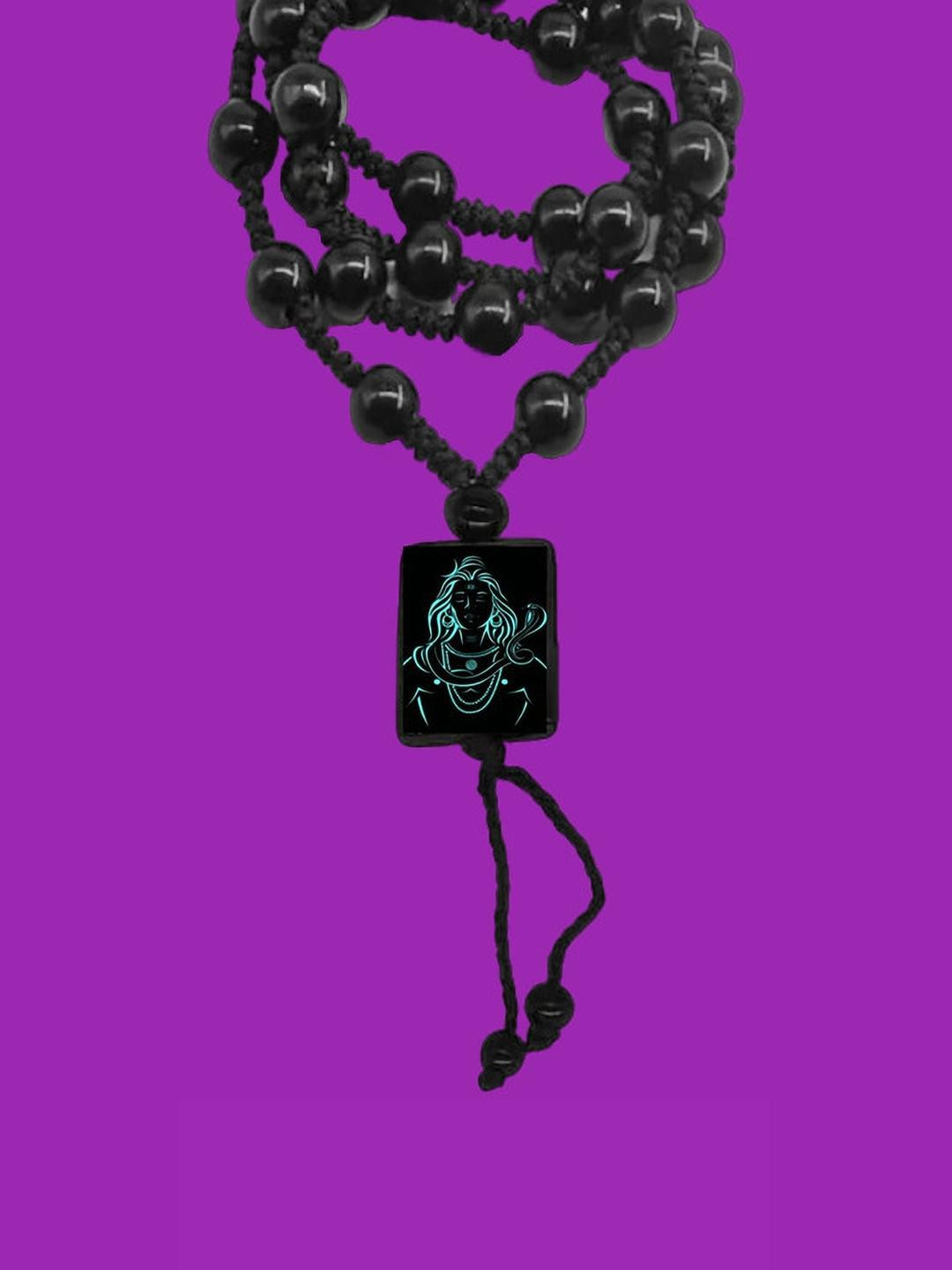 Dynamic Retail Global Men's Black Beads Necklace With Pendant