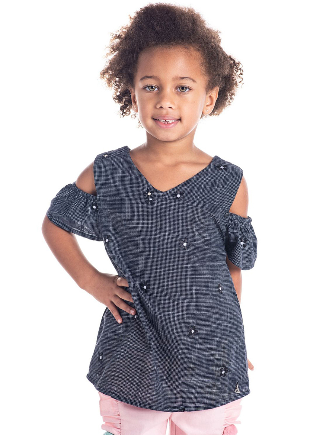 Cherry Crumble Girls Cold-Shoulder Cotton Top