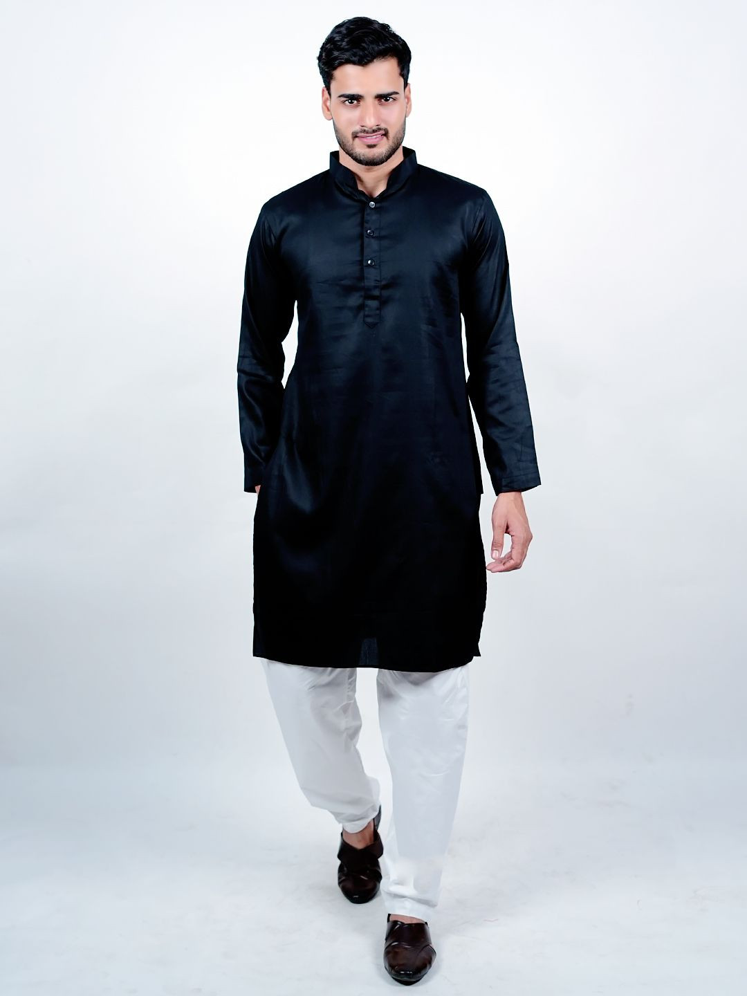 Echo Ethnic Band Collar Pure Cotton Straight Kurta