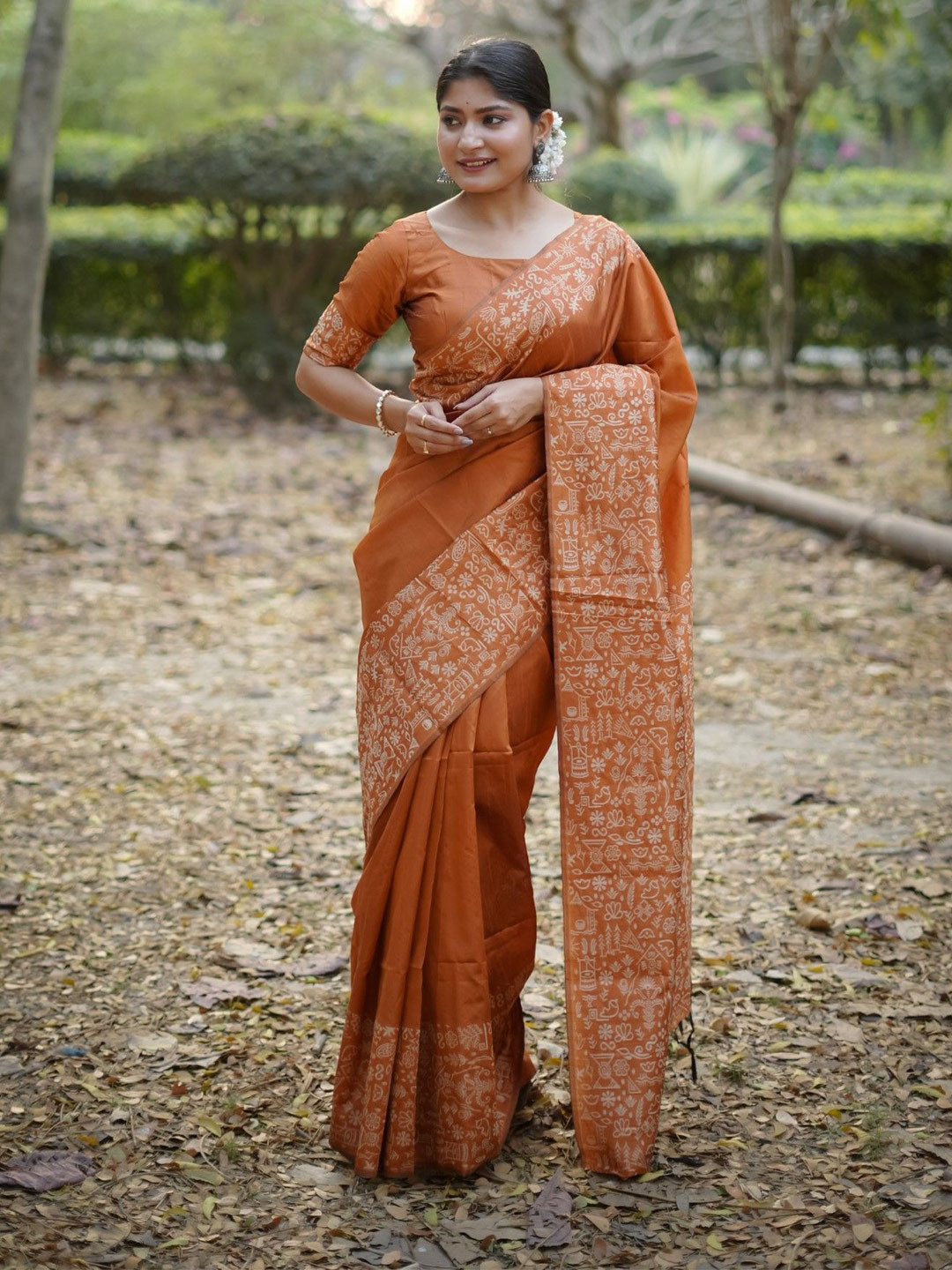 Pandadi Saree Woven Design Printed Saree