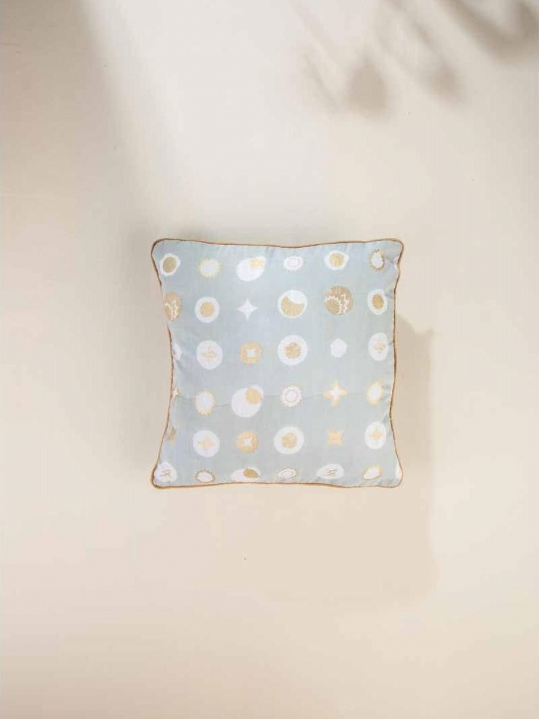 FREEDOM TREE Celestial Sky Gold-Toned & Grey Printed Cotton Square Cushion Cover