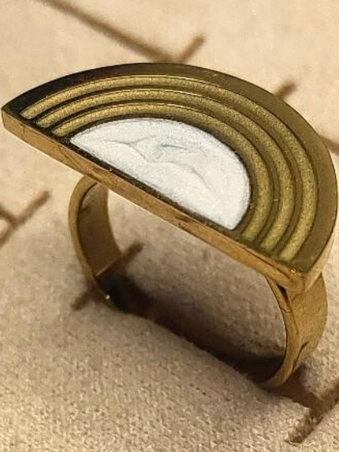 RaasRani Stainless Steel Artificial Stones Ring