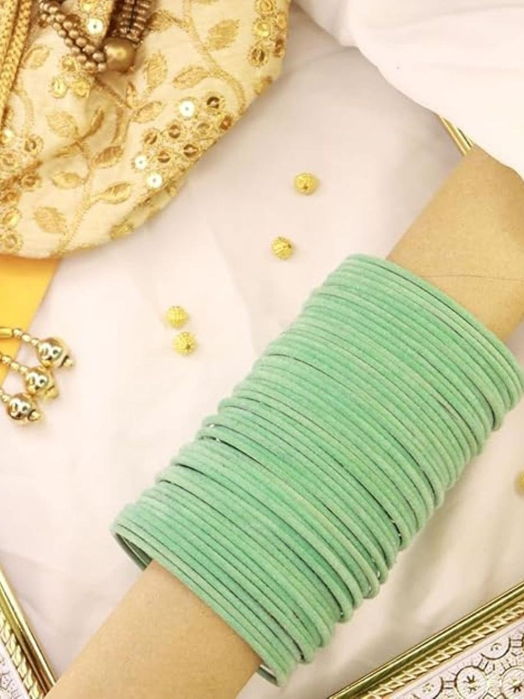 Guddan Fluorescent Green Bangle - Set Of 48