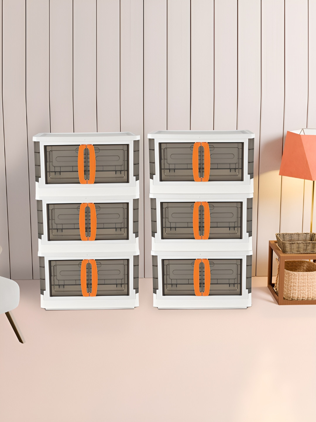 RUBOXA White & Black Textured 6 Units Drawer Organiser