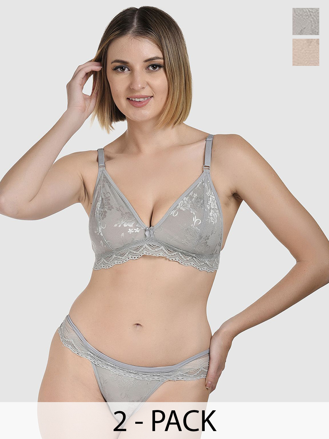 DressBerry Pack Of 2 Printed Non Padded Lingerie Sets SDS-6068-COMBO