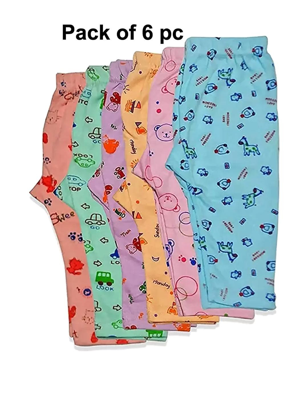 VastraMilap Kids Unisex Multicolor Cotton Pyjamas - Pack of 6