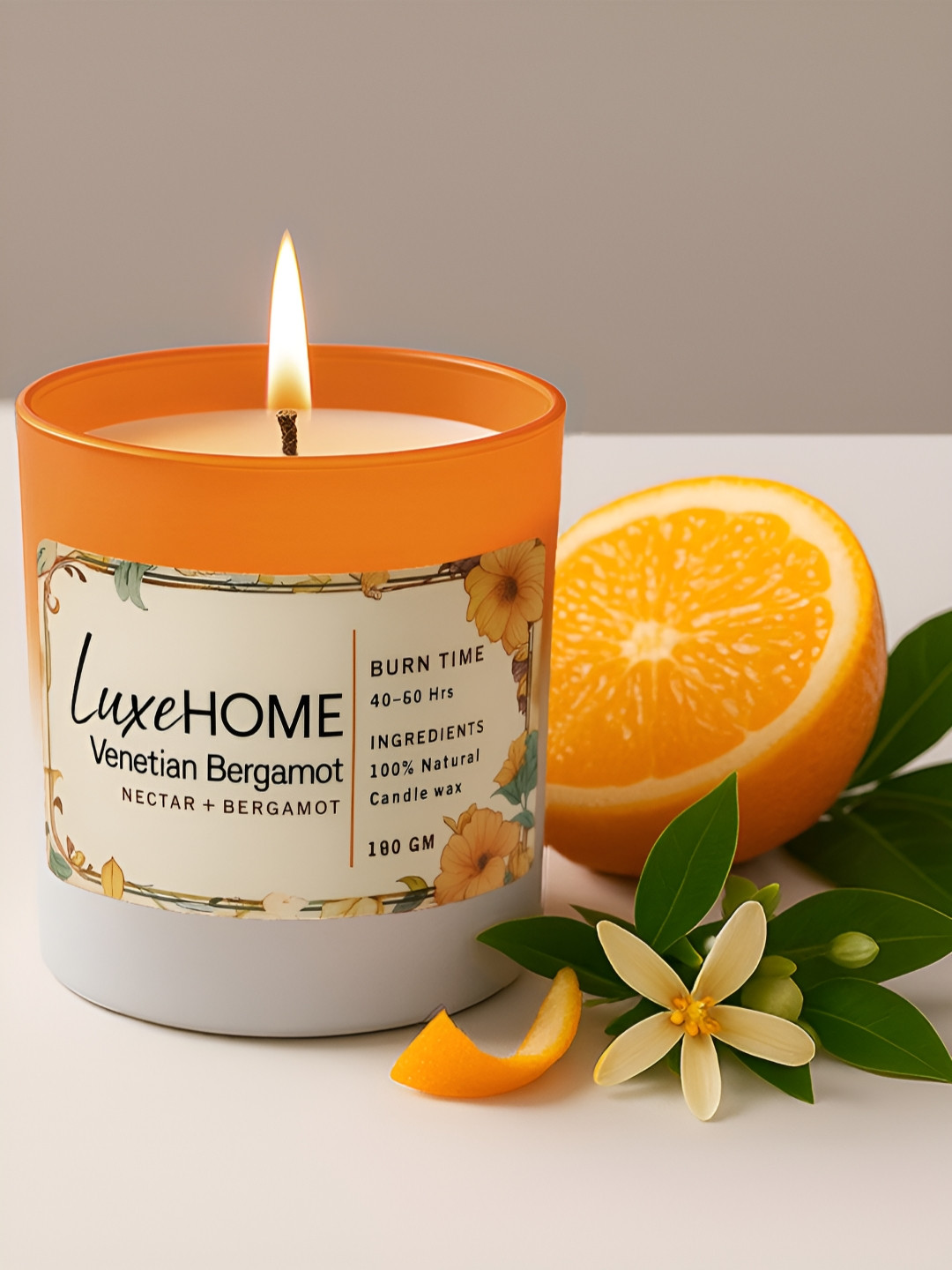 LUXEHOME INTERNATIONAL Lx Venetian Bergamot 1 Wick Solid Geometric Regular Jar Candles