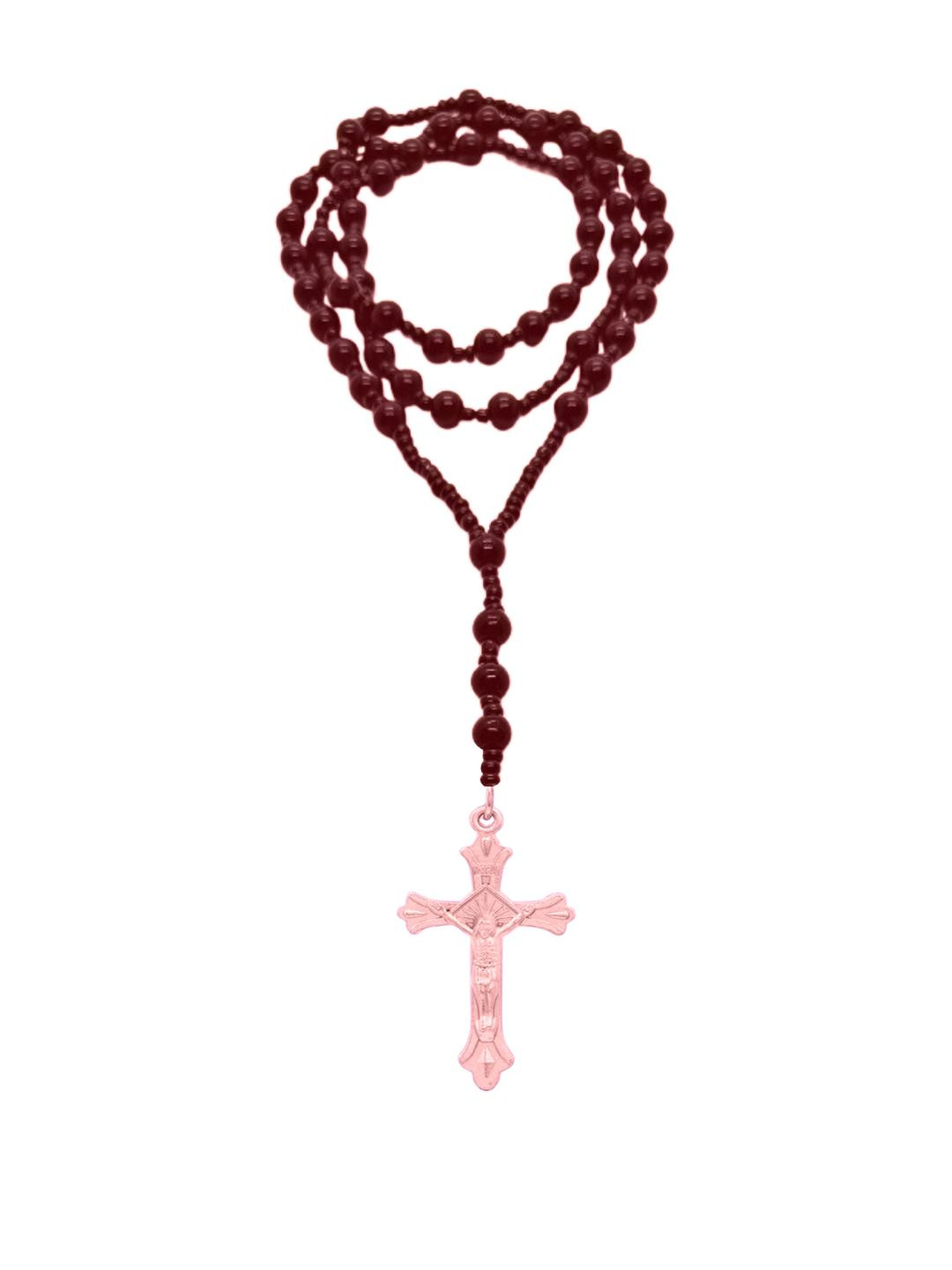 Dynamic Retail Global Men's Cross Pendant Beaded Chain