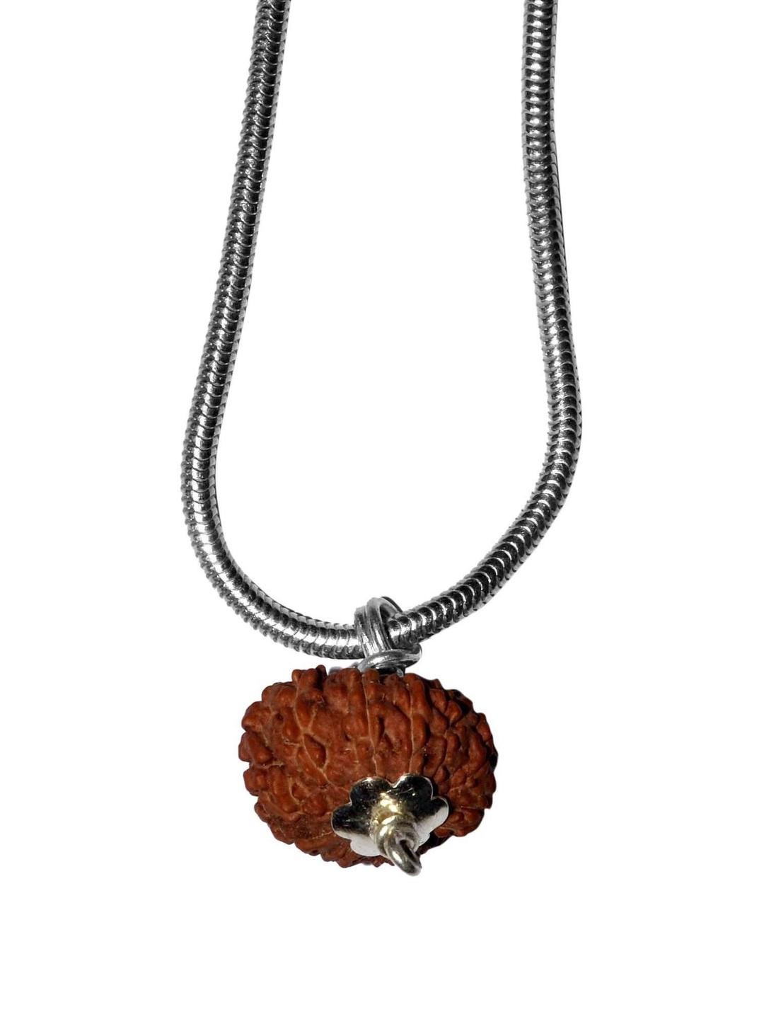 Divine souvenirs Unisex Silver Rudraksha Beaded Minimal Chain