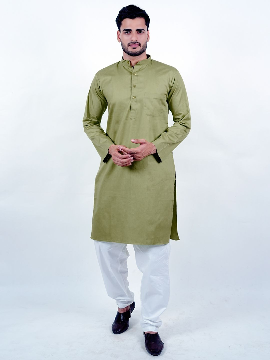 Echo Ethnic Band Collar Pure Cotton Straight Kurta