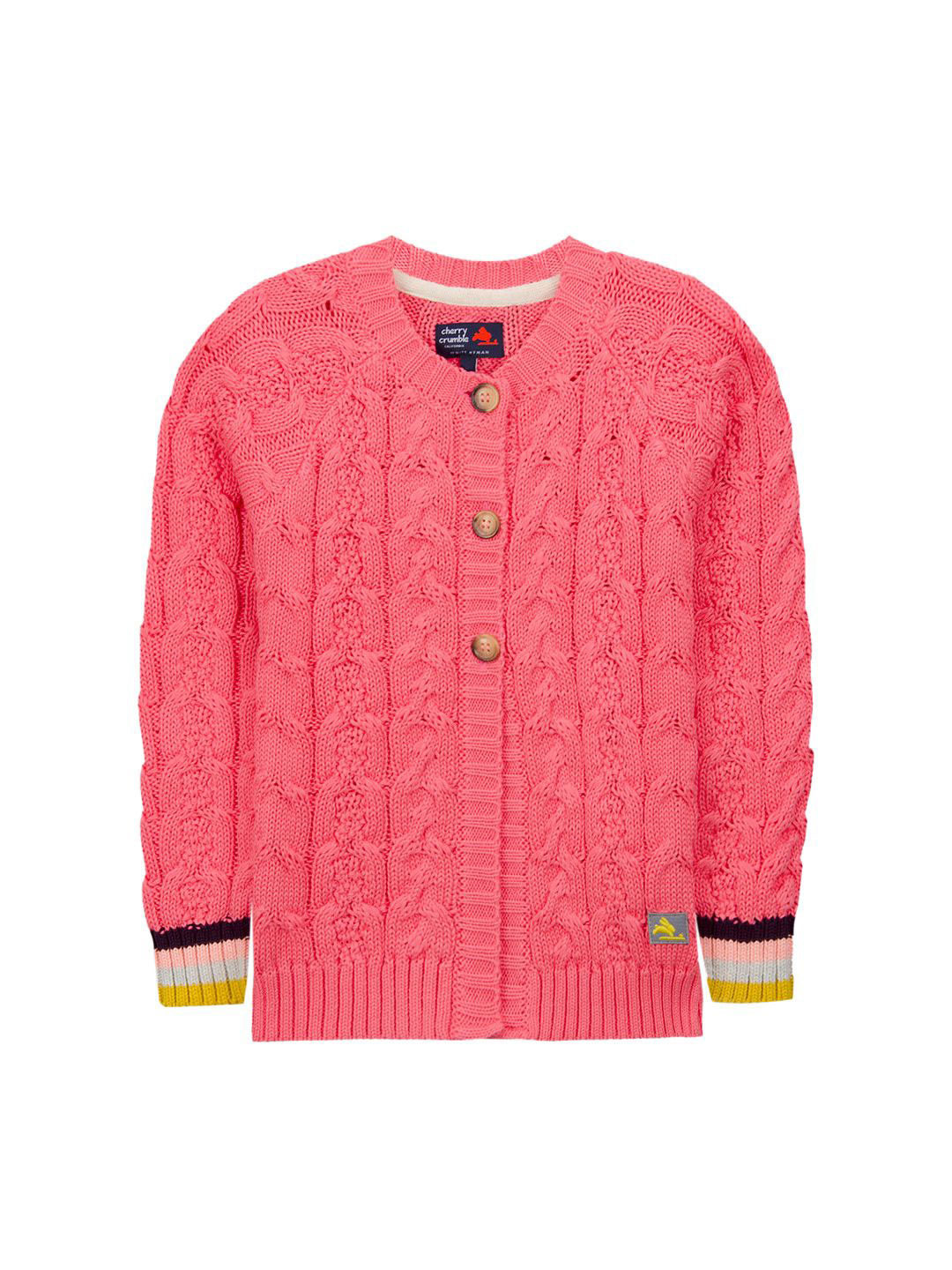Cherry Crumble Kids Cable Knit Printed Cardigan