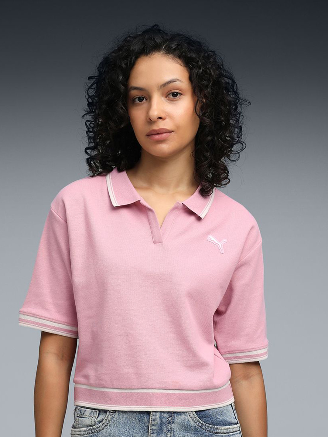 Puma Wardrobe Essentials Cotton Boxy-Fit Polo T-shirt