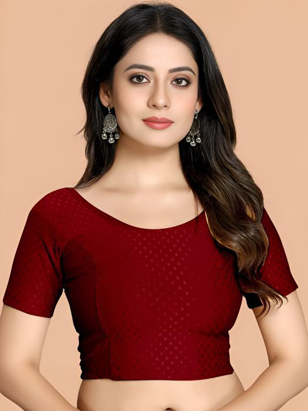 SHREEJI DESIGNER Woven Design Non-Padded Stretchable Saree Blouse