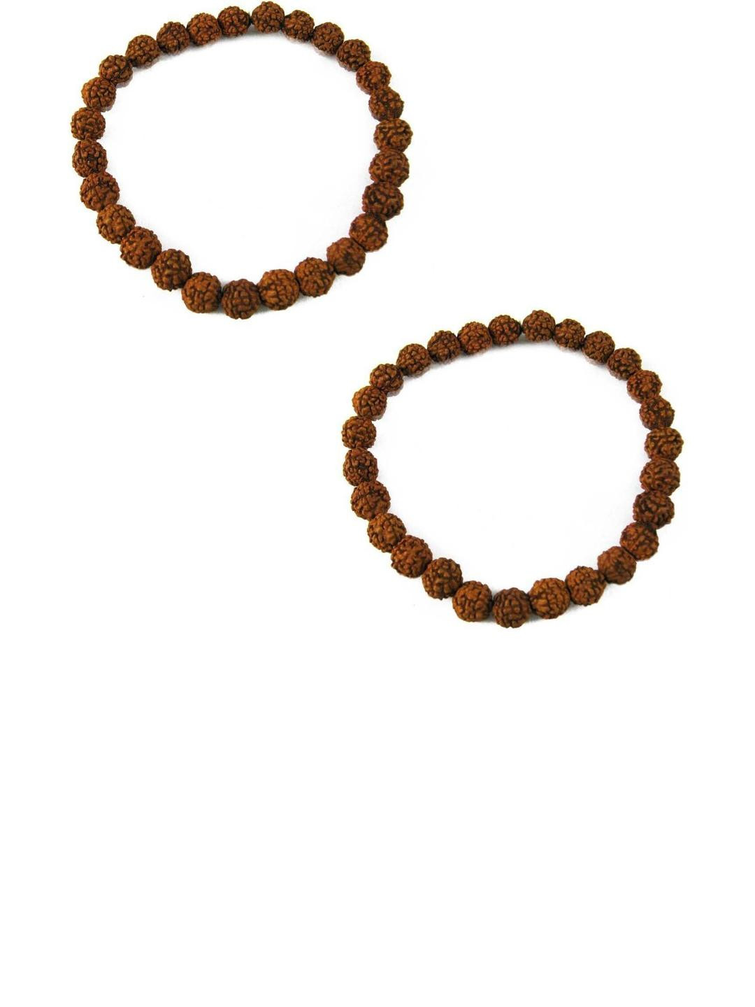 Divine souvenirs Unisex Set Of 2 Rudrakash Elasticated Bracelets