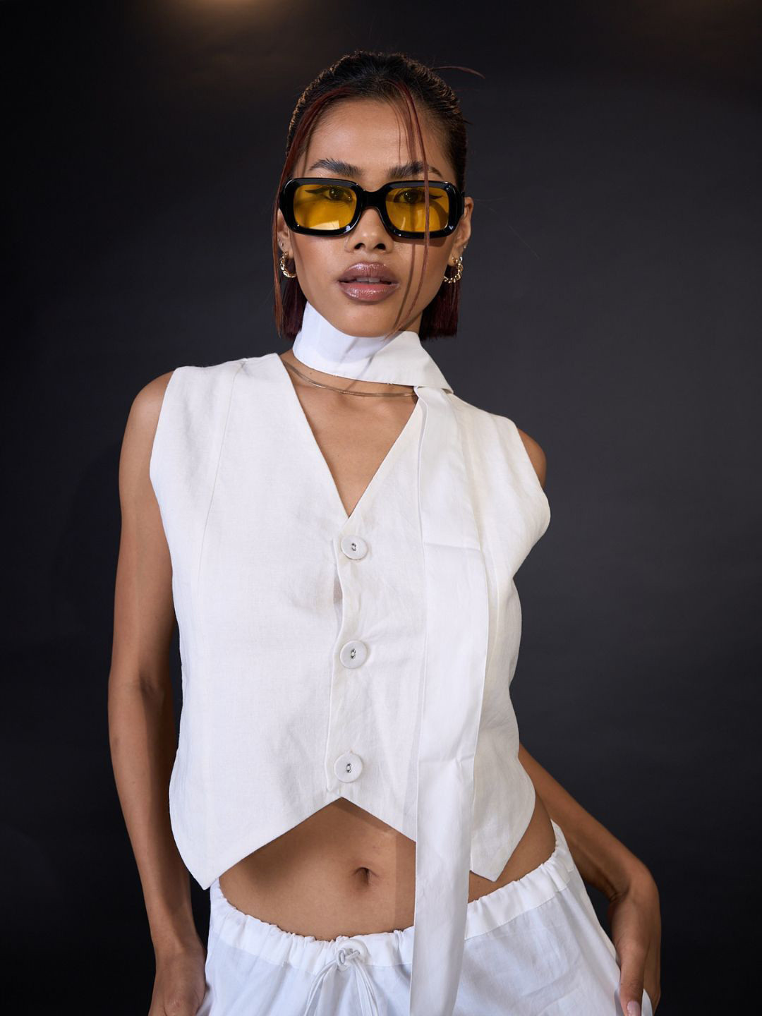 SPELL BY SMOKESHOW Women Linen Sleeveless Vest Crop Top