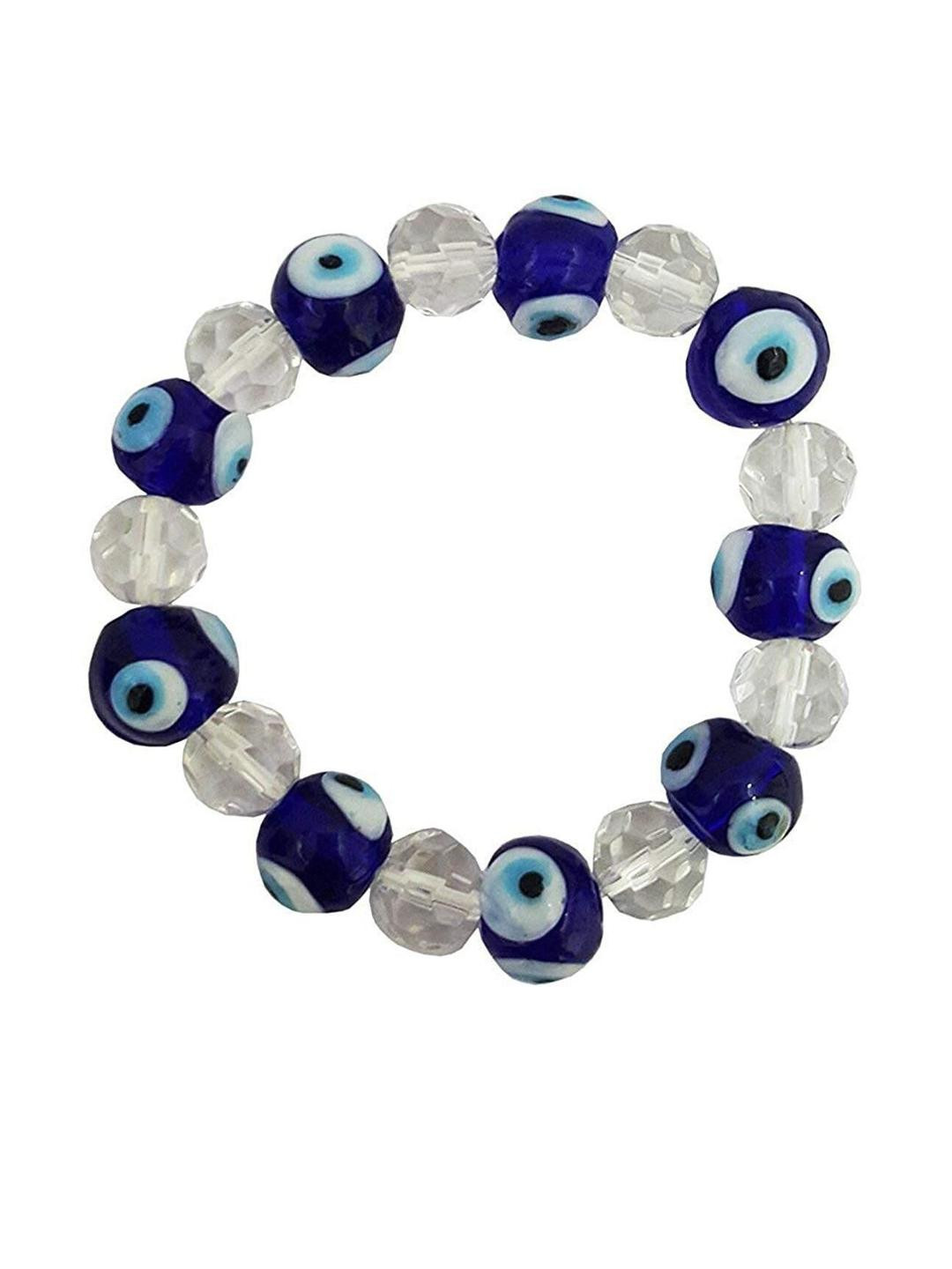 Divine souvenirs Unisex Evil Eyes Crystals Elasticated Bracelet