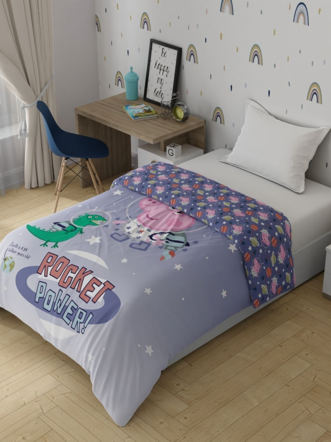 Portico License Peppa Pig Printed AC Room Cotton Microfibre 120 GSM Single Bed Comforter