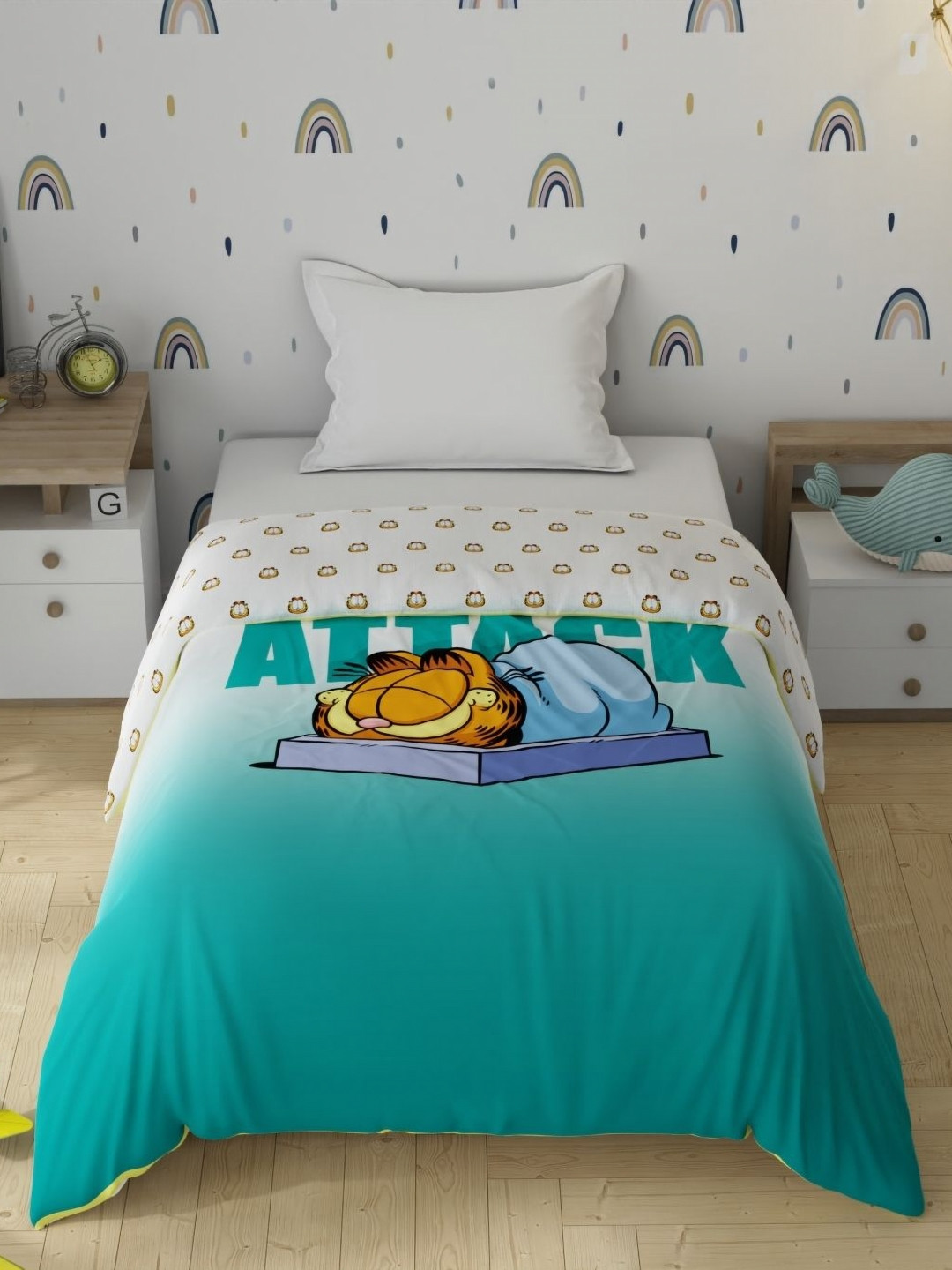 Portico License Garfield Printed AC Room Cotton Microfibre 120 GSM Single Bed Comforter