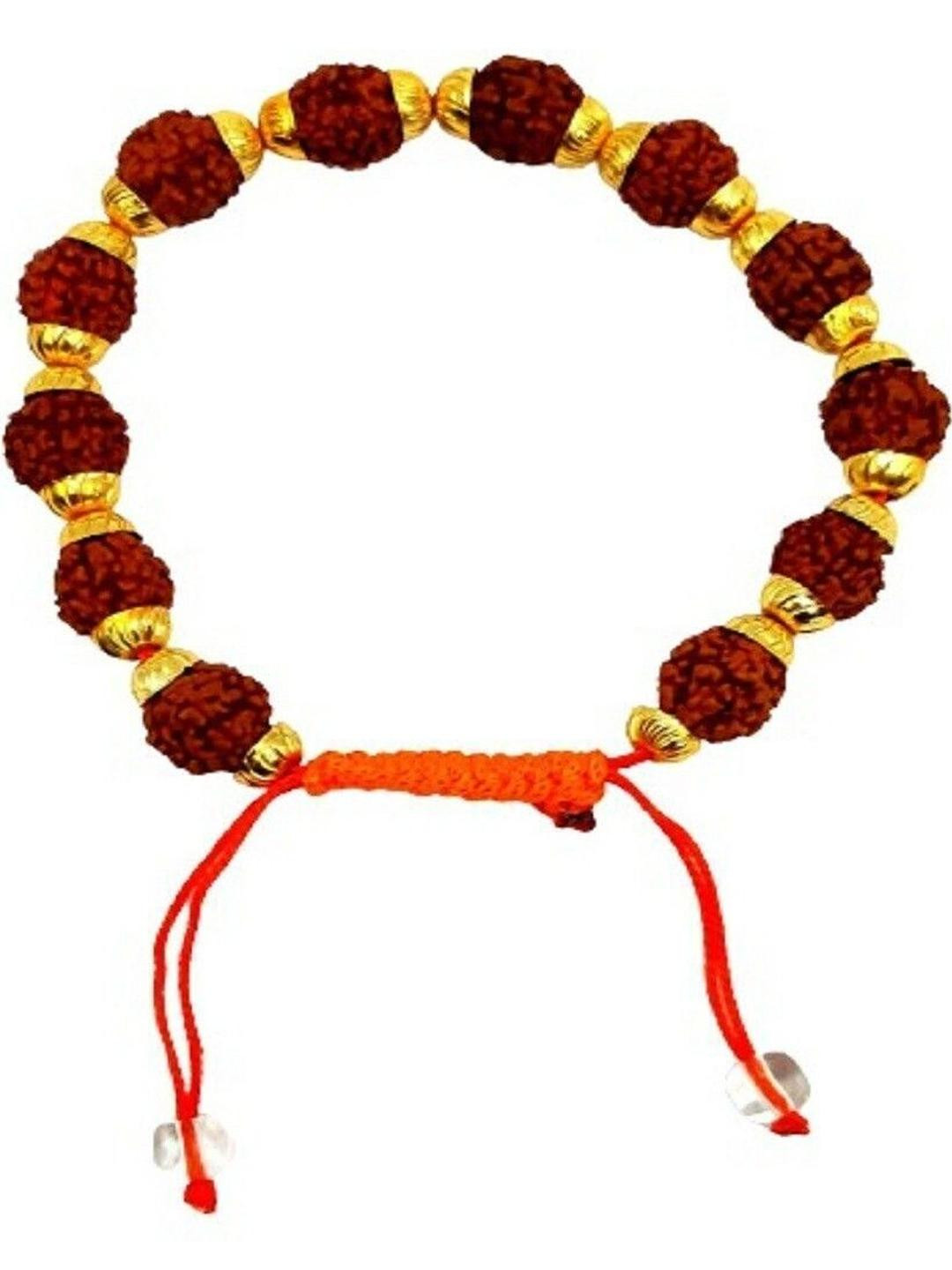 Divine souvenirs Wooded Unisex Gold-Plated Artificial Beaded Link Bracelet