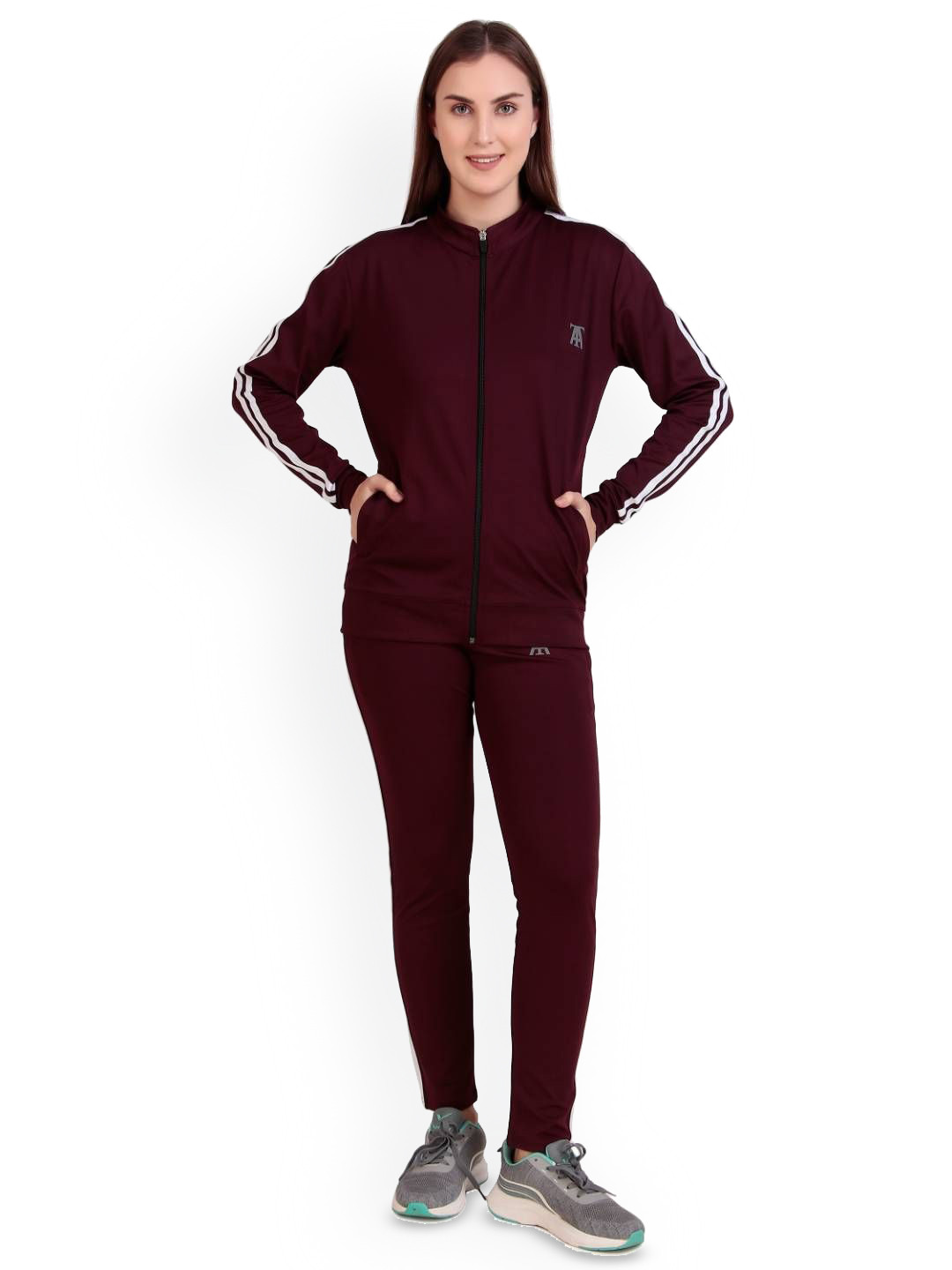 Toxic ADDICTION Women Striped Mock Collar Neck Stylish Tracksuit