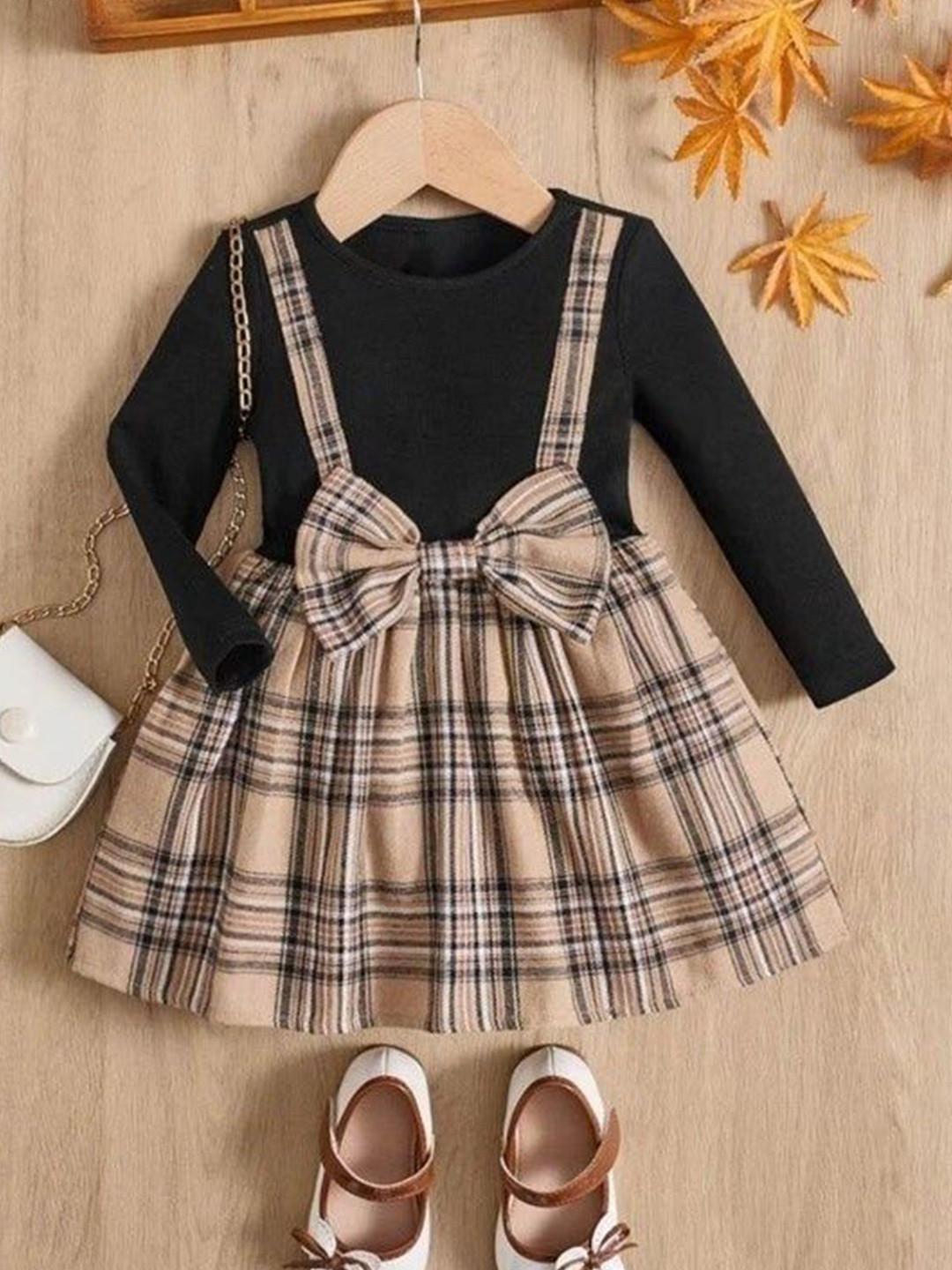 FLANZE Girls Checked A-Line Dress