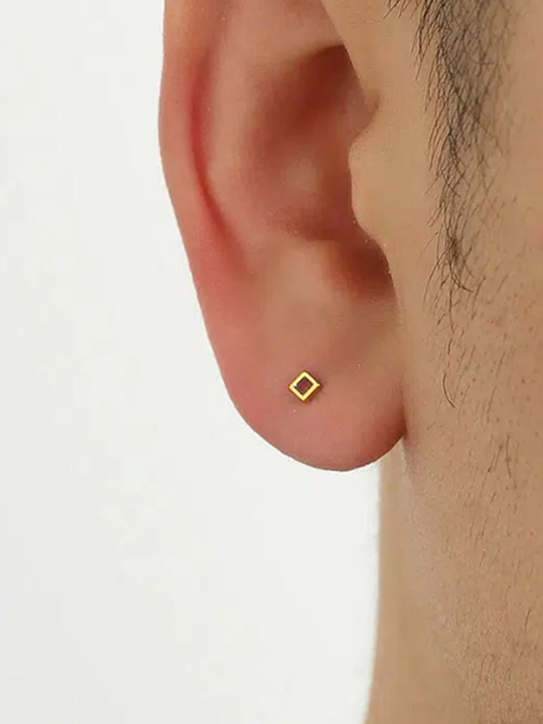 Goldnera Men Brass Plated Minimalist Geometric Studs