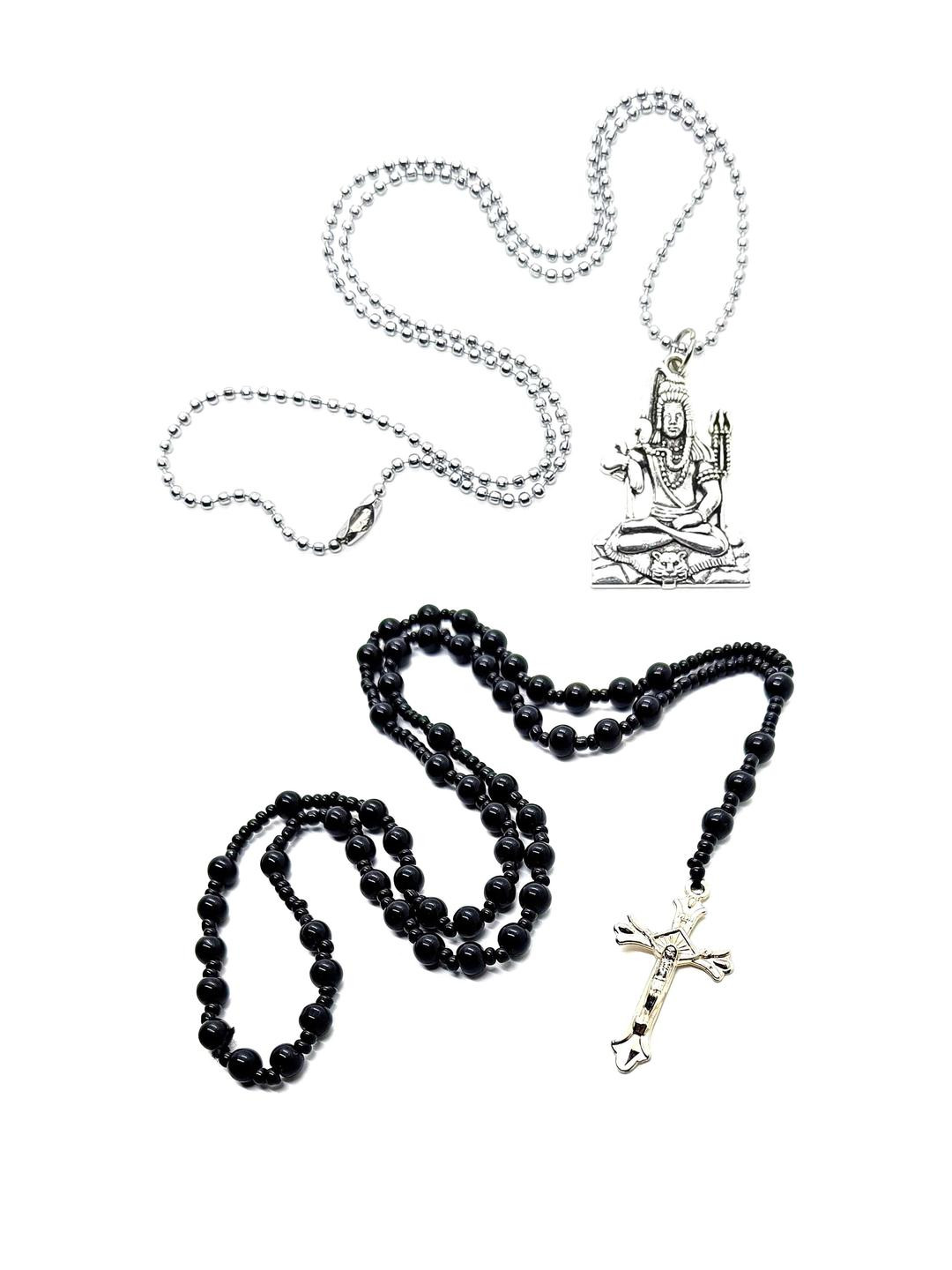 Dynamic Retail Global Set of 2 Men Cross & Shiva Pendant Chain