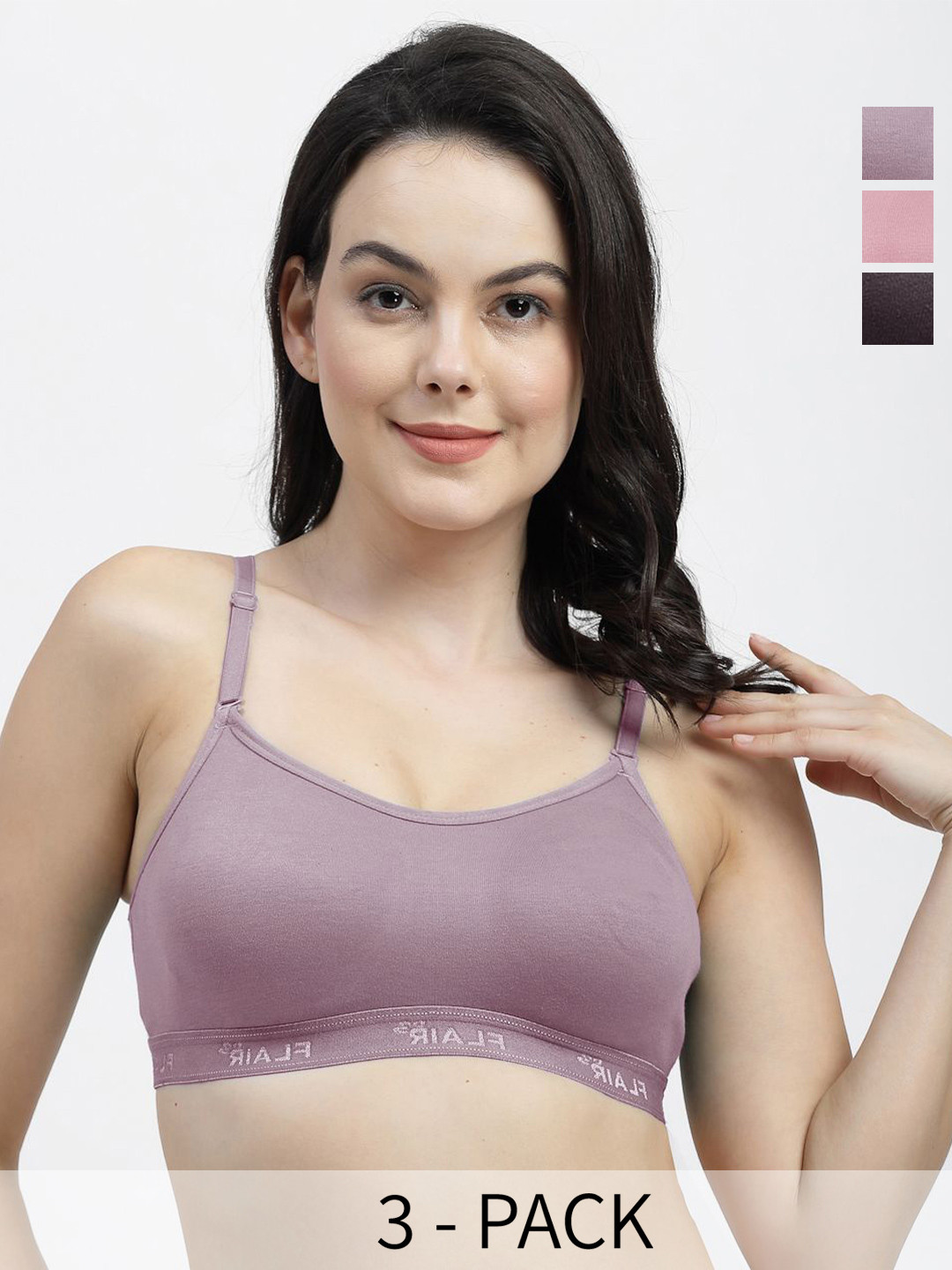 SHYAM SONS FLAIR Brezza Pack Of 3 Full Coverage Non Padded Workout Sports Bra