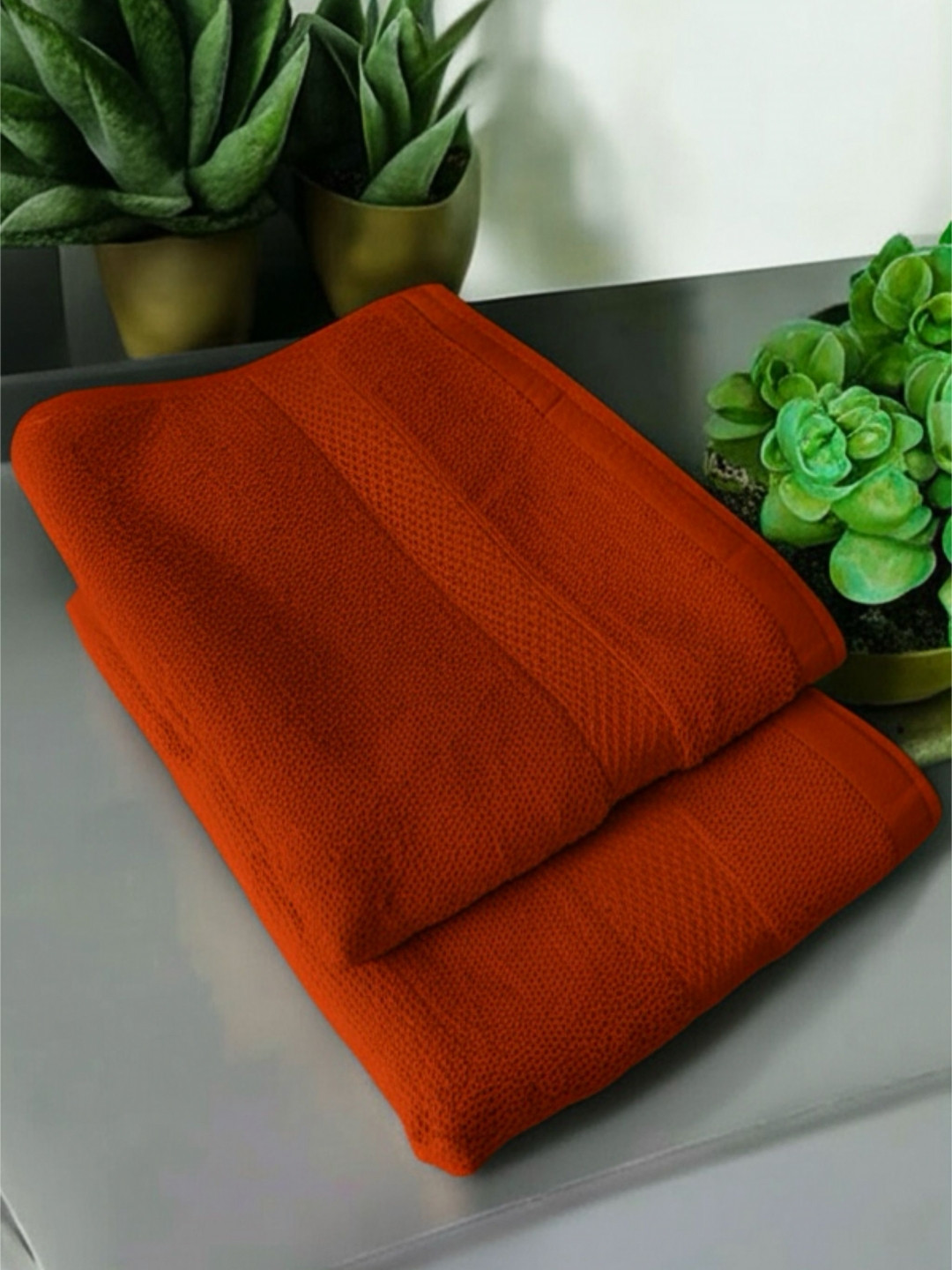 Triani 2Pcs Red Bamboo Hypoallergic Odor-Resistant Quick-Dry 450-GSM Hand Towels