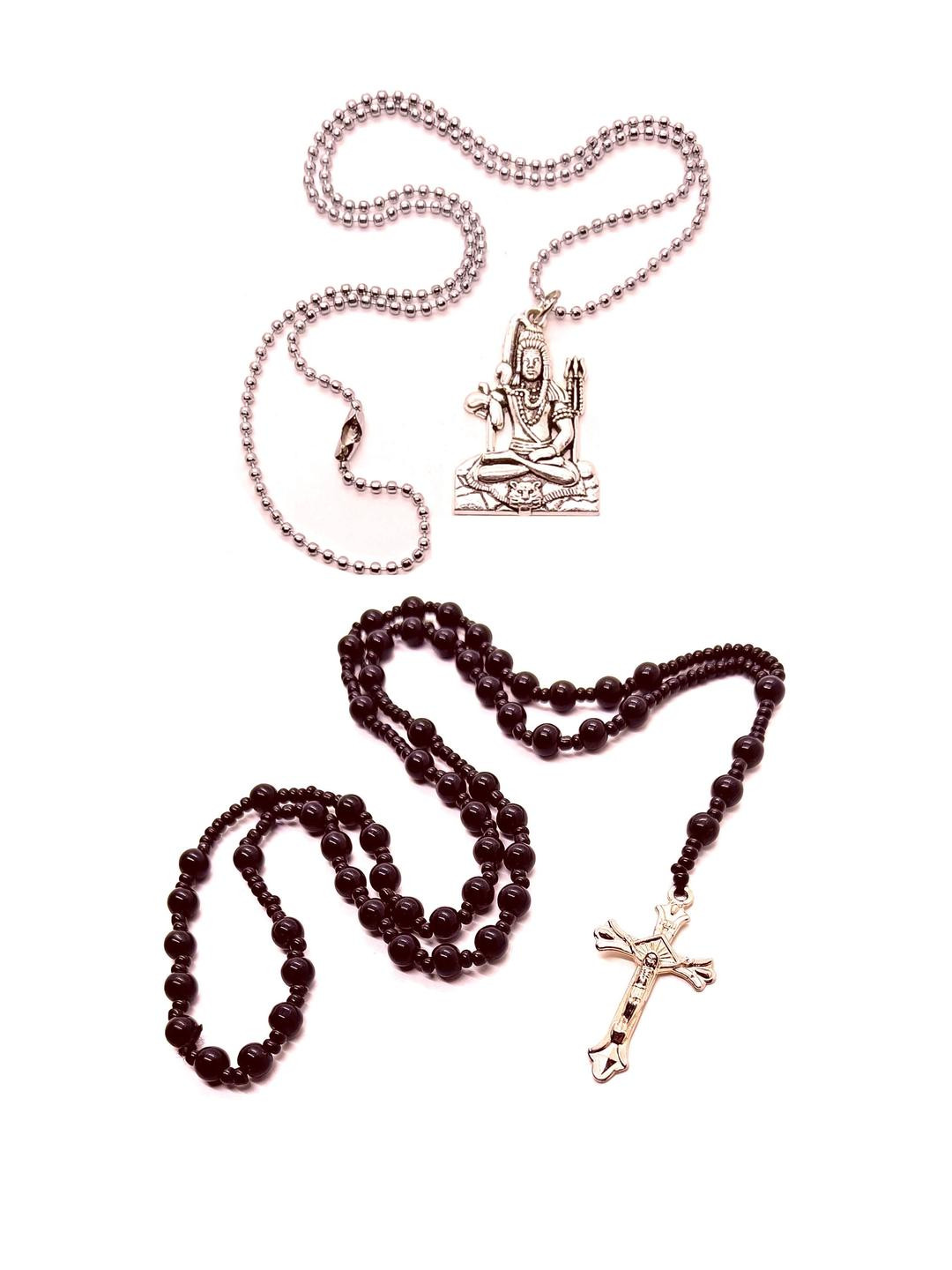 Dynamic Retail Global Men Shiva Pendant and Rosary Chain