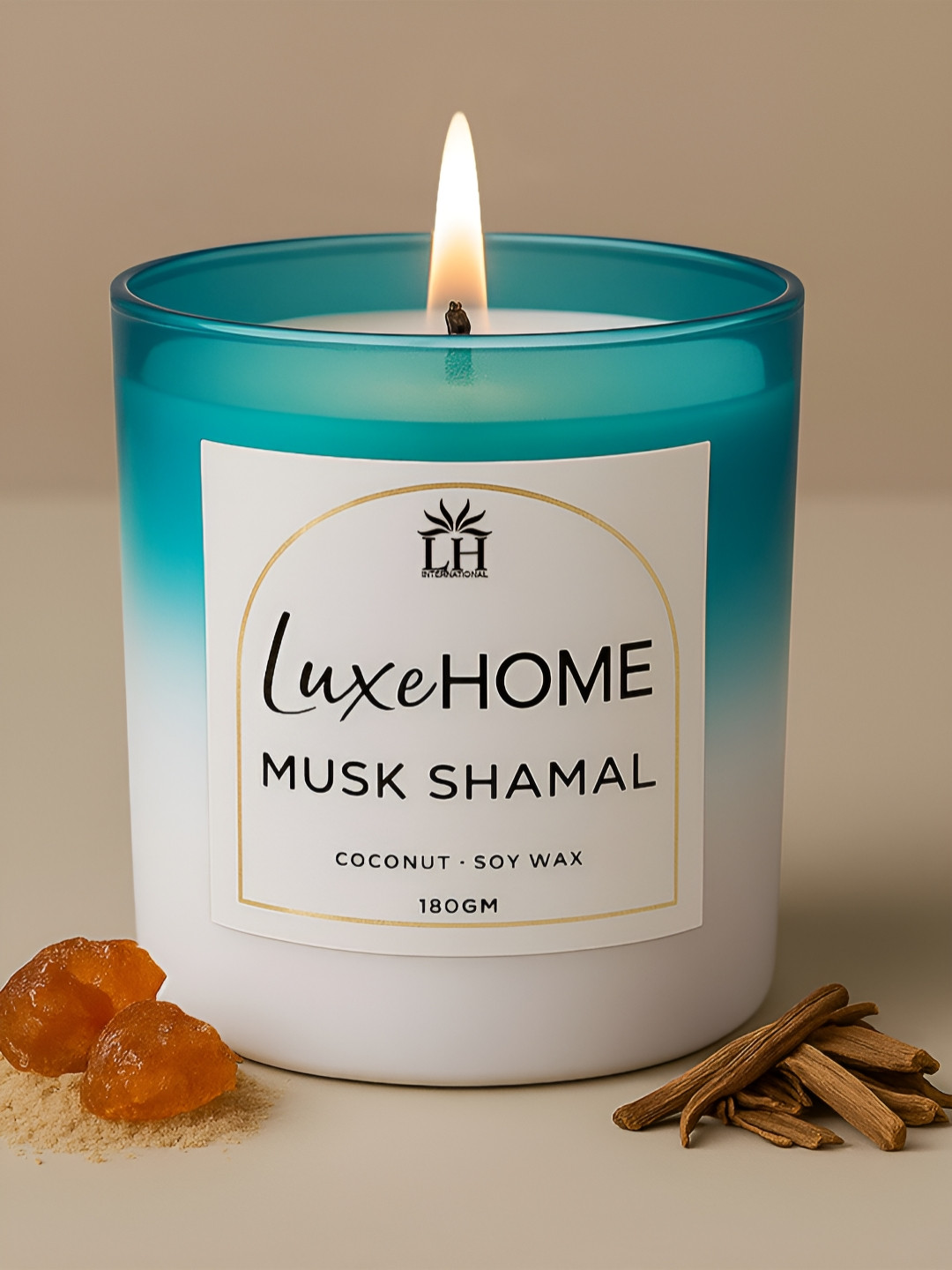 LUXEHOME INTERNATIONAL Lx Musk Shamal Scented 1 Wick Solid Geometric Regular Jar Candles