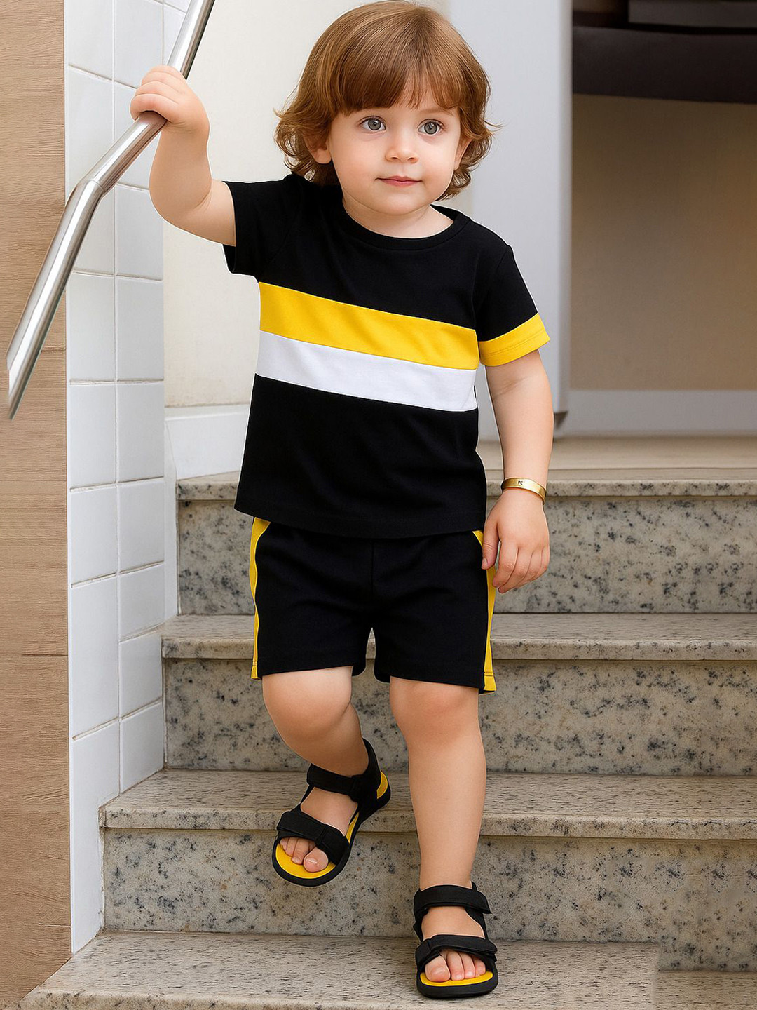 BAESD Kids Colourblocked Short Sleeves T-shirt With Shorts