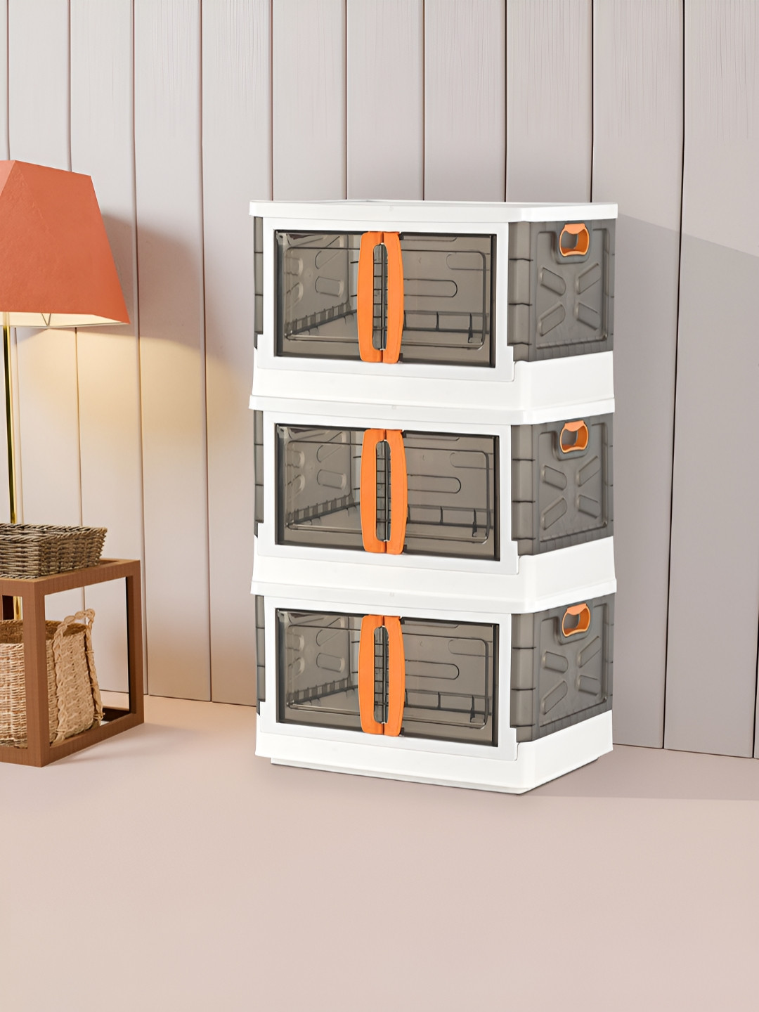 RUBOXA White & Black Textured 3 Units Multi-Utility Organisers