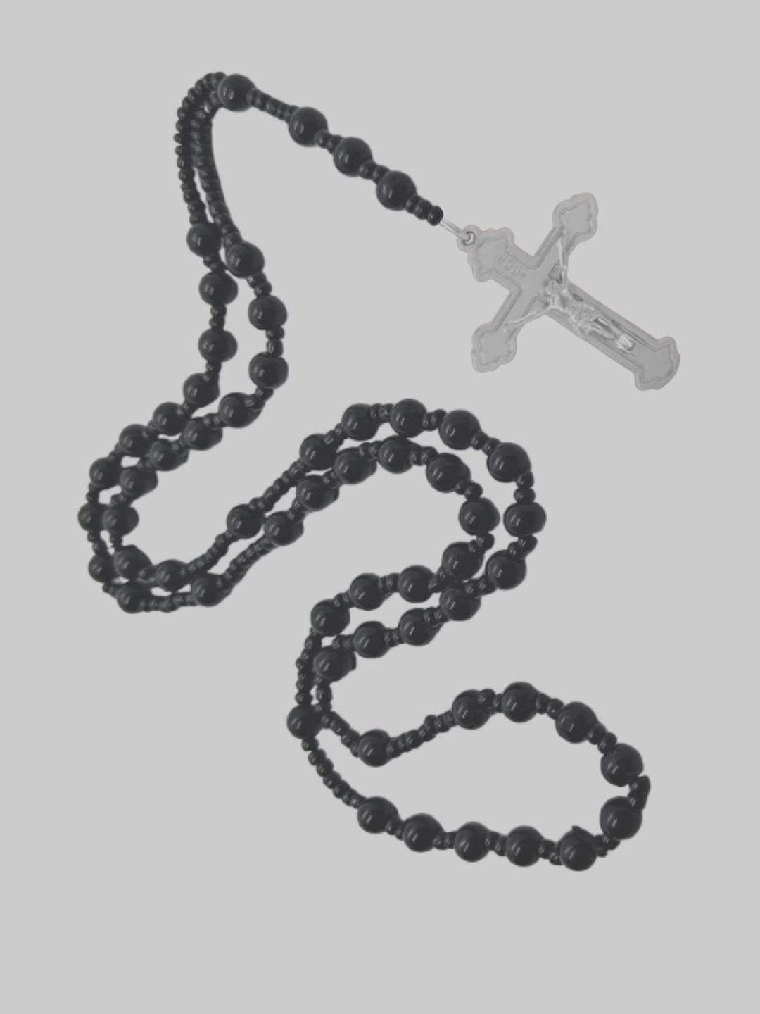 Dynamic Retail Global Men Handcrafted Beaded Chain With Cross Rosary Chain