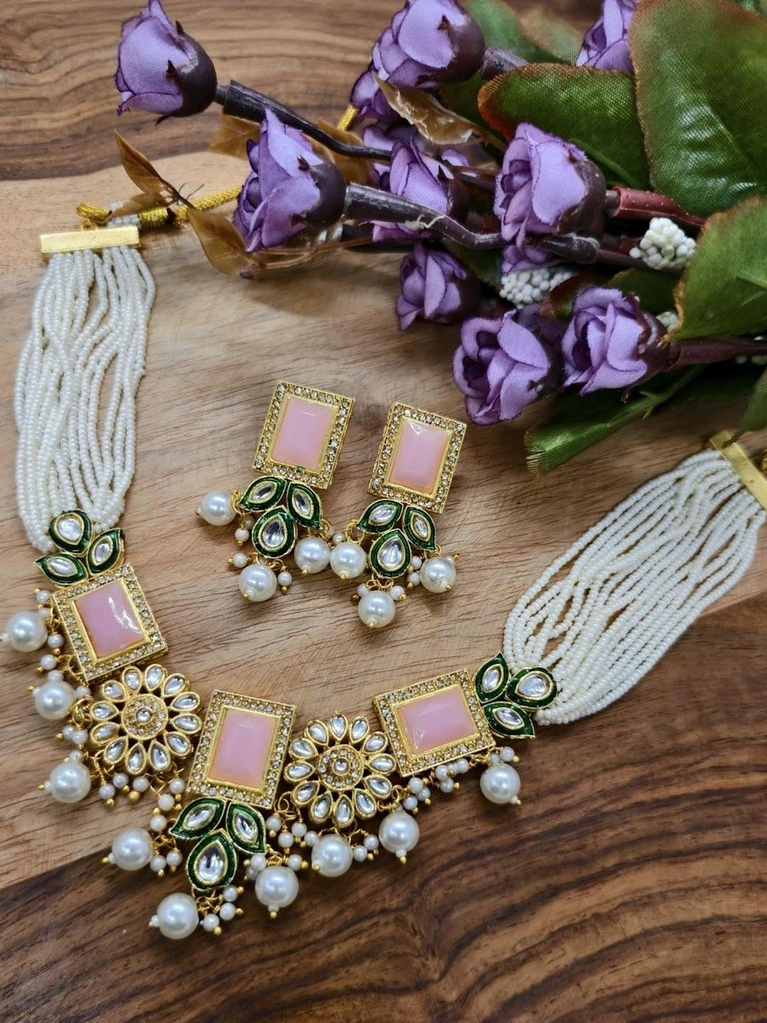 eeooaa Gold-Plated Brass Jewellery Set