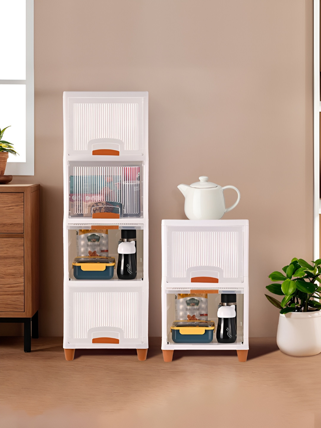 RUBOXA Transparent & White 6 Units Cabinet Storage Organisers