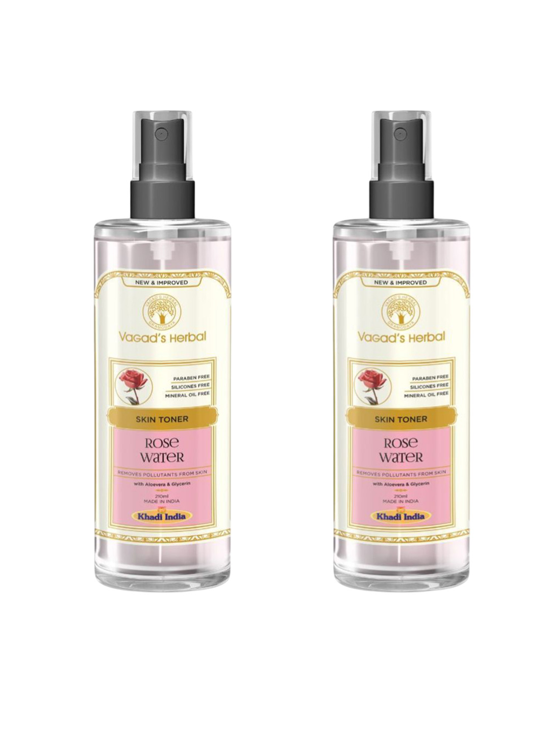 Vagads Set Of 2 Herbal Rose Water Natural Skin Toner- 210 ml Each
