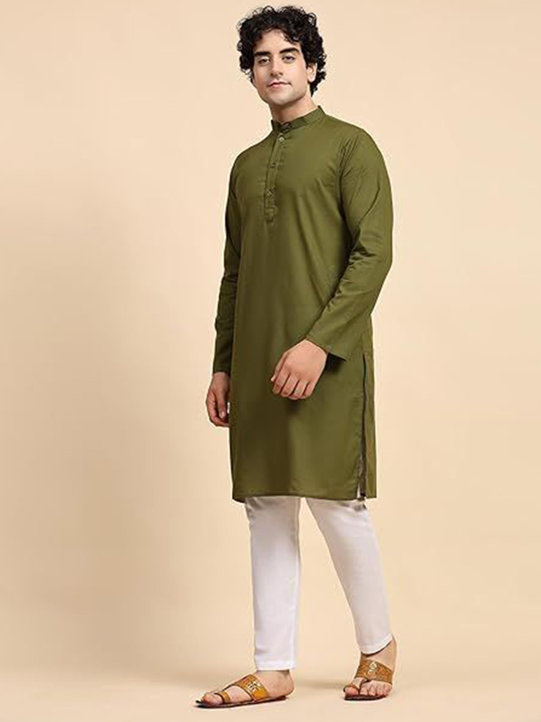 IMAGO Mandarin Collar Pure Cotton Straight Kurta