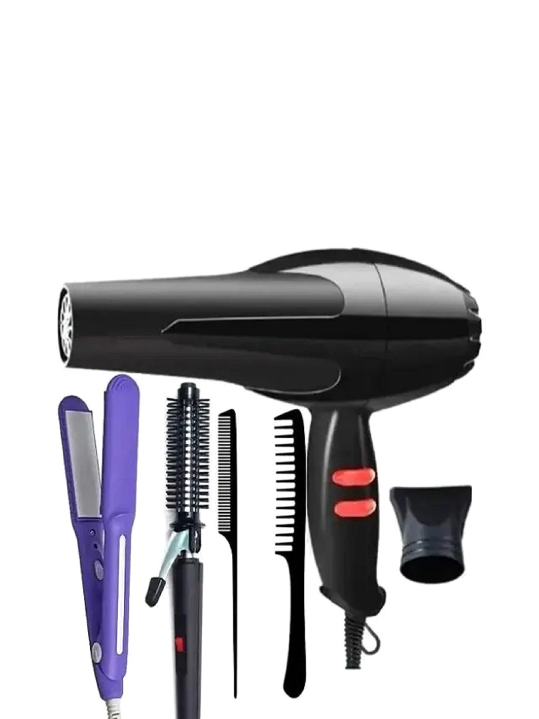 UKSTYLZ Set Of 5 1500 Watts Hair Dryer With Straightener 8006, Curler 471b & 2 Combs